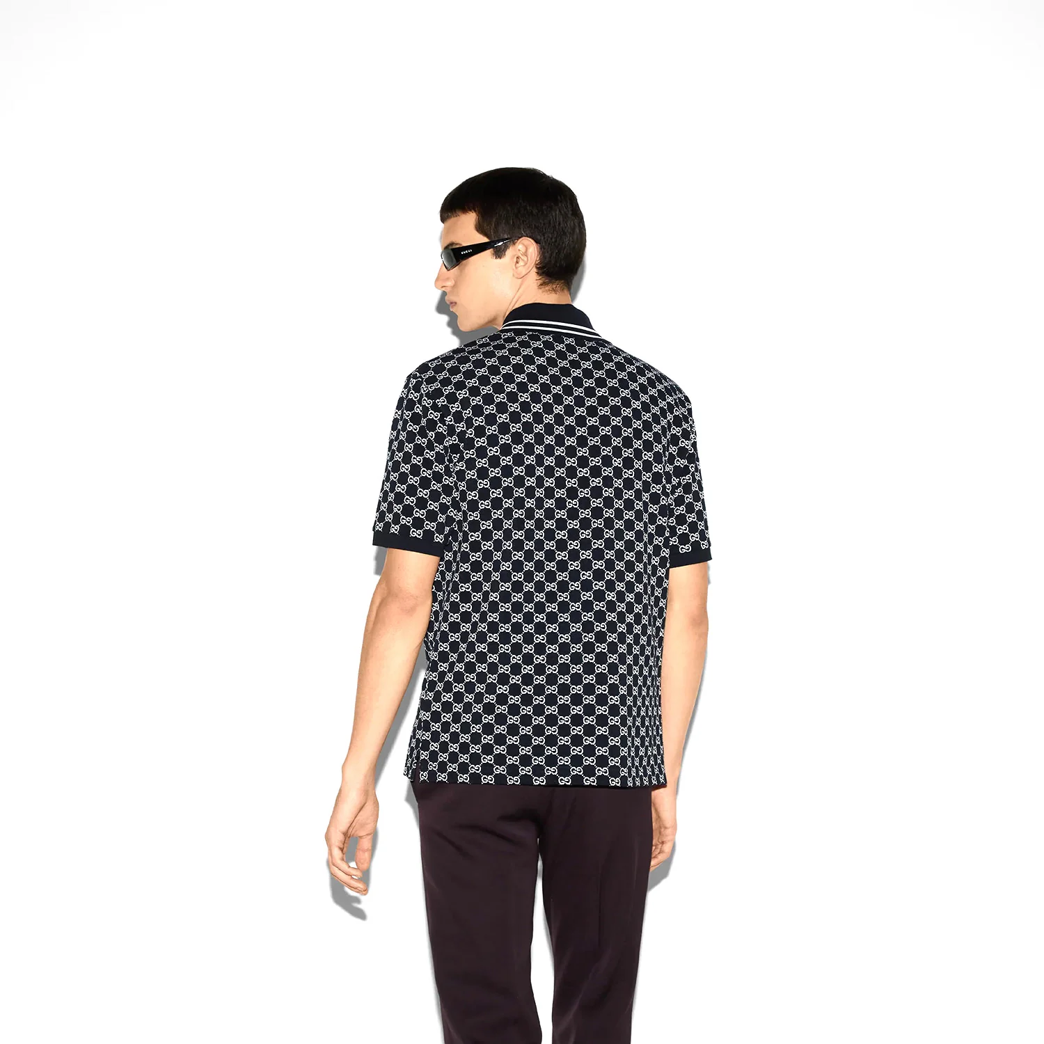 Gg Cotton Piquet Jacquard Polo Shirt - Image 3