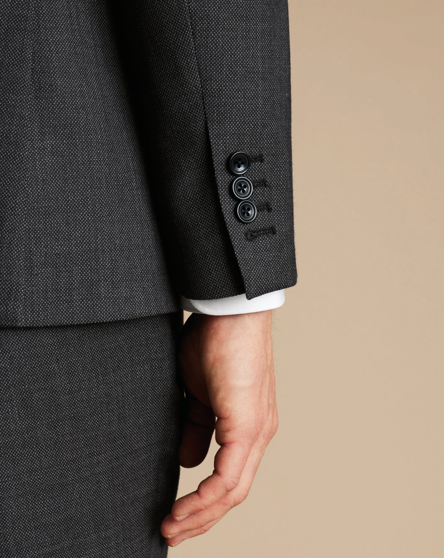 GREY SLIM FIT NATURAL STRETCH BIRDSEYE BLAZER - Image 3
