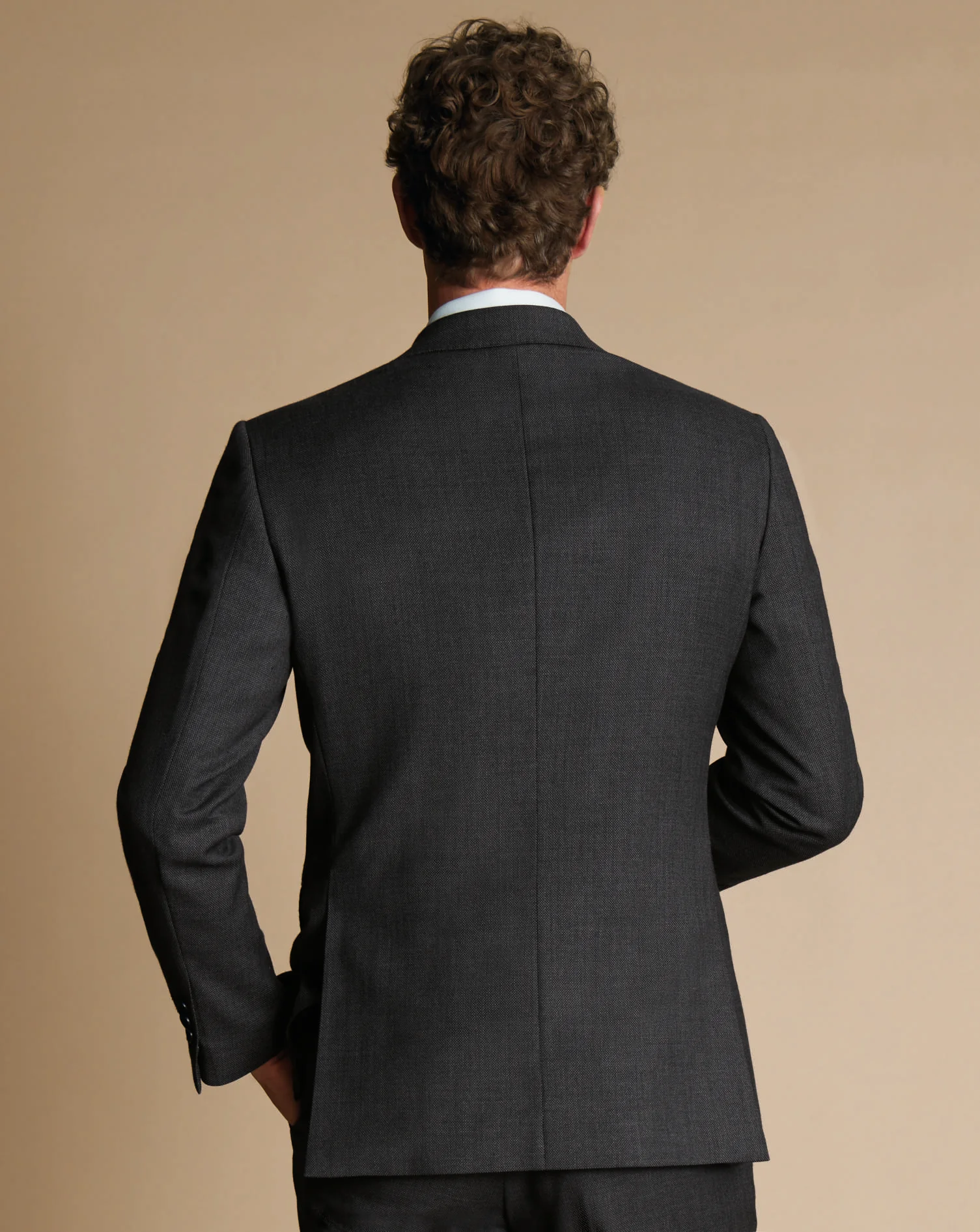 GREY SLIM FIT NATURAL STRETCH BIRDSEYE BLAZER - Image 4
