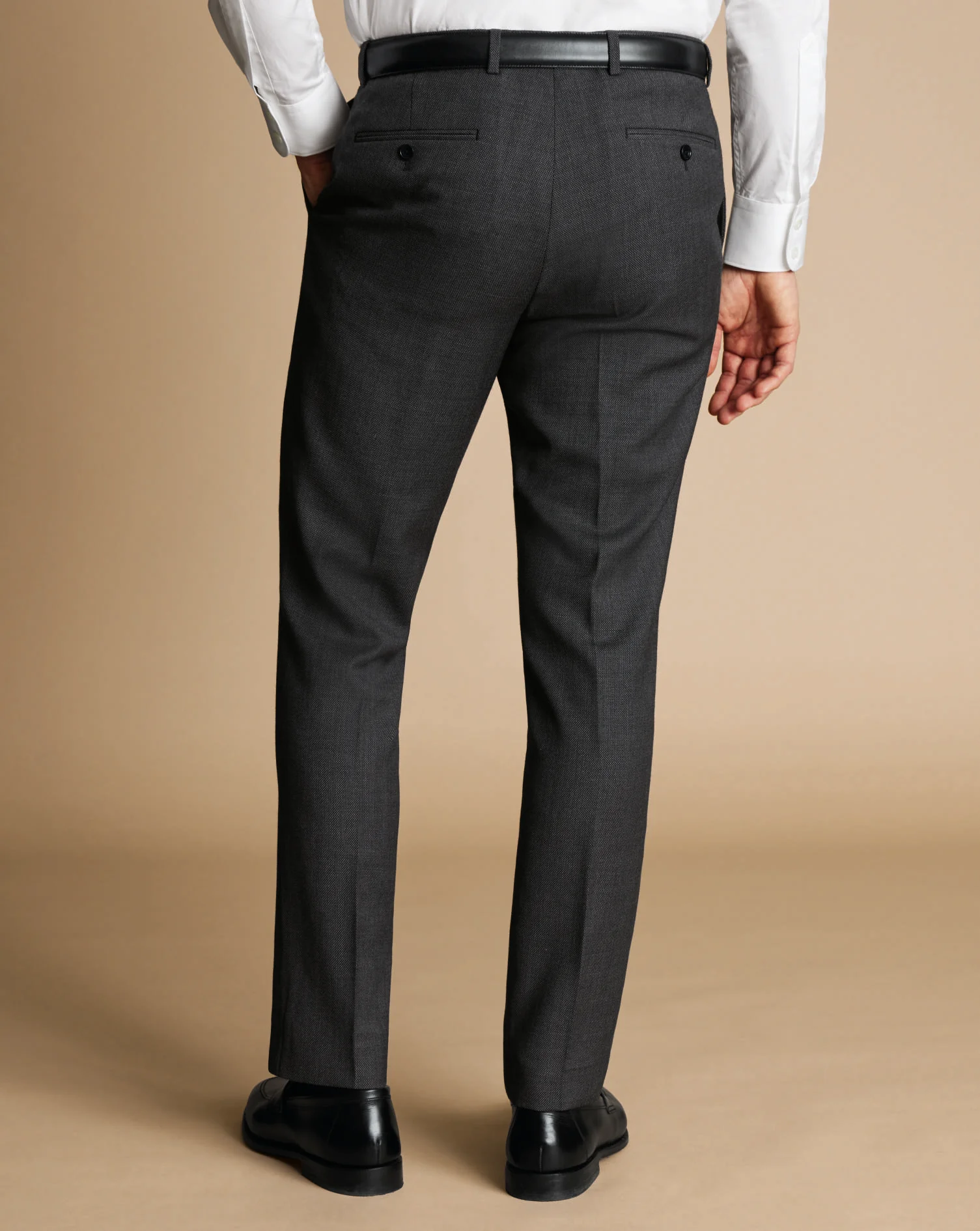 GREY SLIM FIT NATURAL STRETCH BIRDSEYE SUIT TROUSER - Image 2