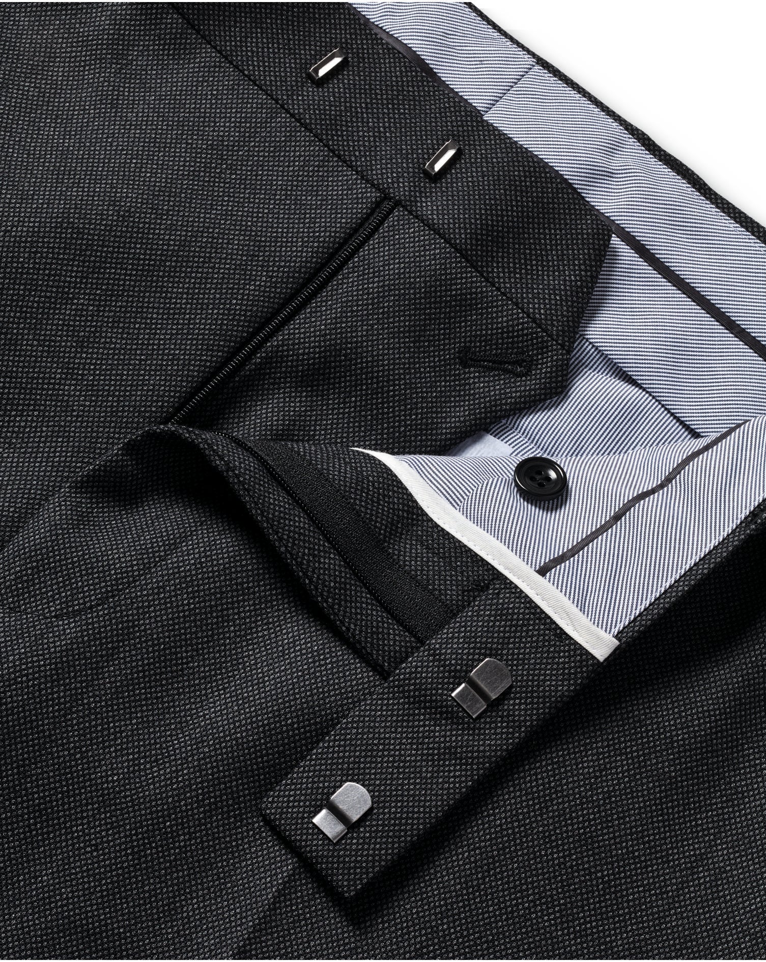 GREY SLIM FIT NATURAL STRETCH BIRDSEYE SUIT TROUSER - Image 3
