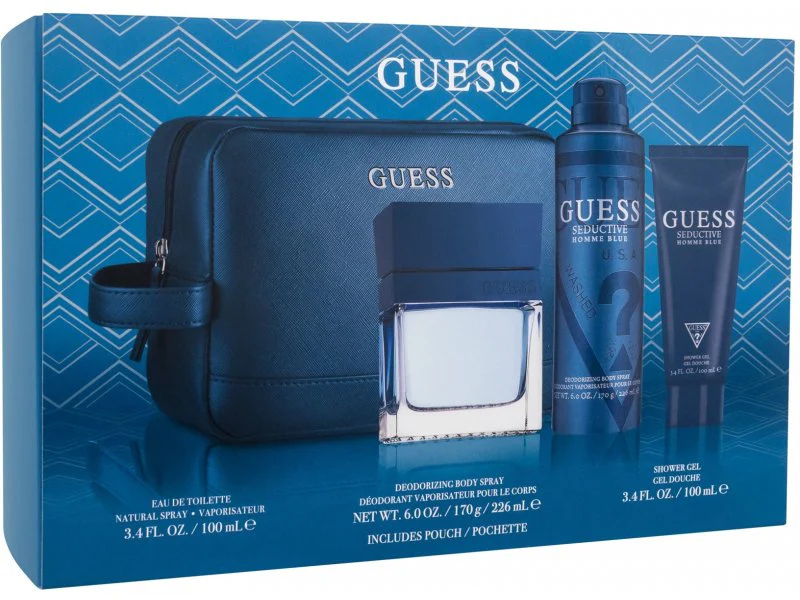 GUESS SEDUCTIVE BLUE MEN EDT 4S SET (100ML+100ML SG+226ML DEO+ POUCH)