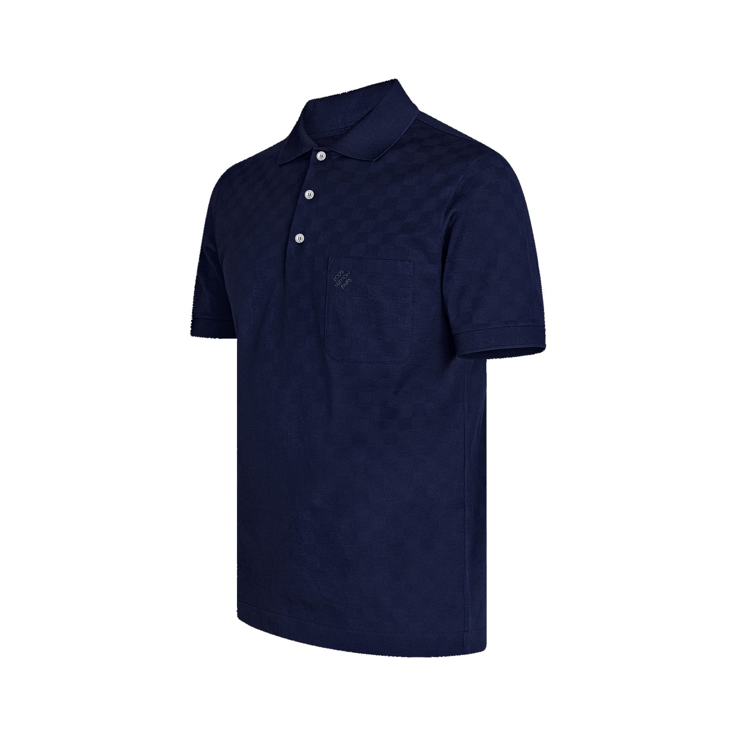 HALF DAMIER POCKET BLUE L/V MEN POLO - Image 2
