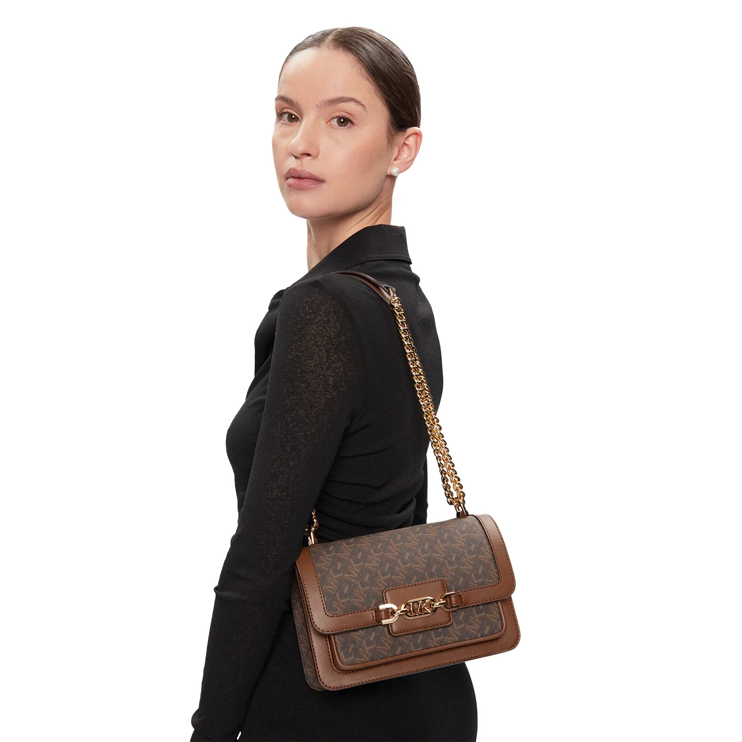 Heather Large Empire Signature Logo Shoulder Bag - Image 6