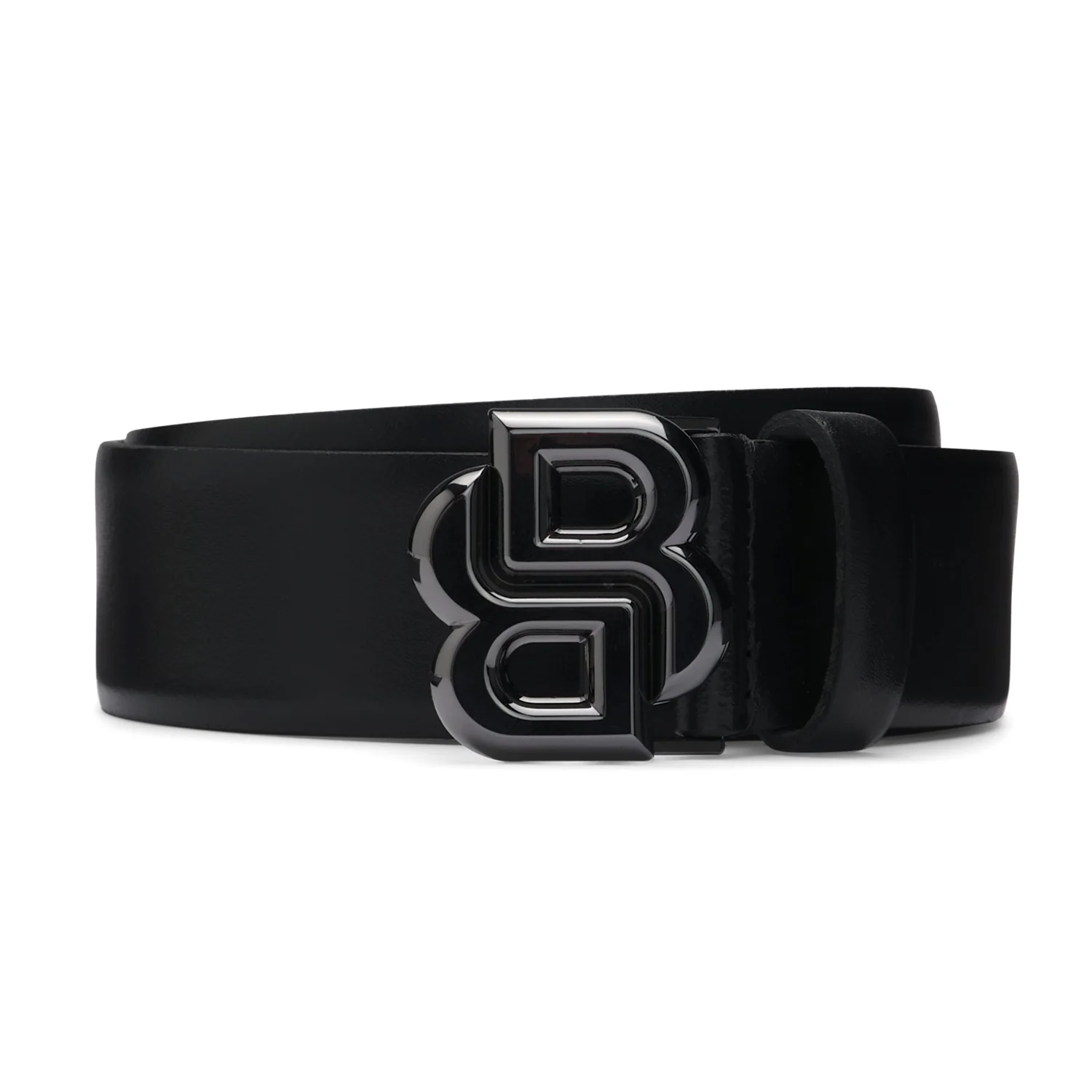 Italian-Leather Belt With Double B Monogram Buckle
