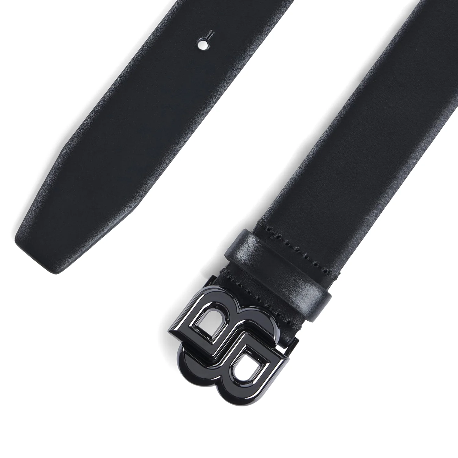Italian-Leather Belt With Double B Monogram Buckle - Image 3
