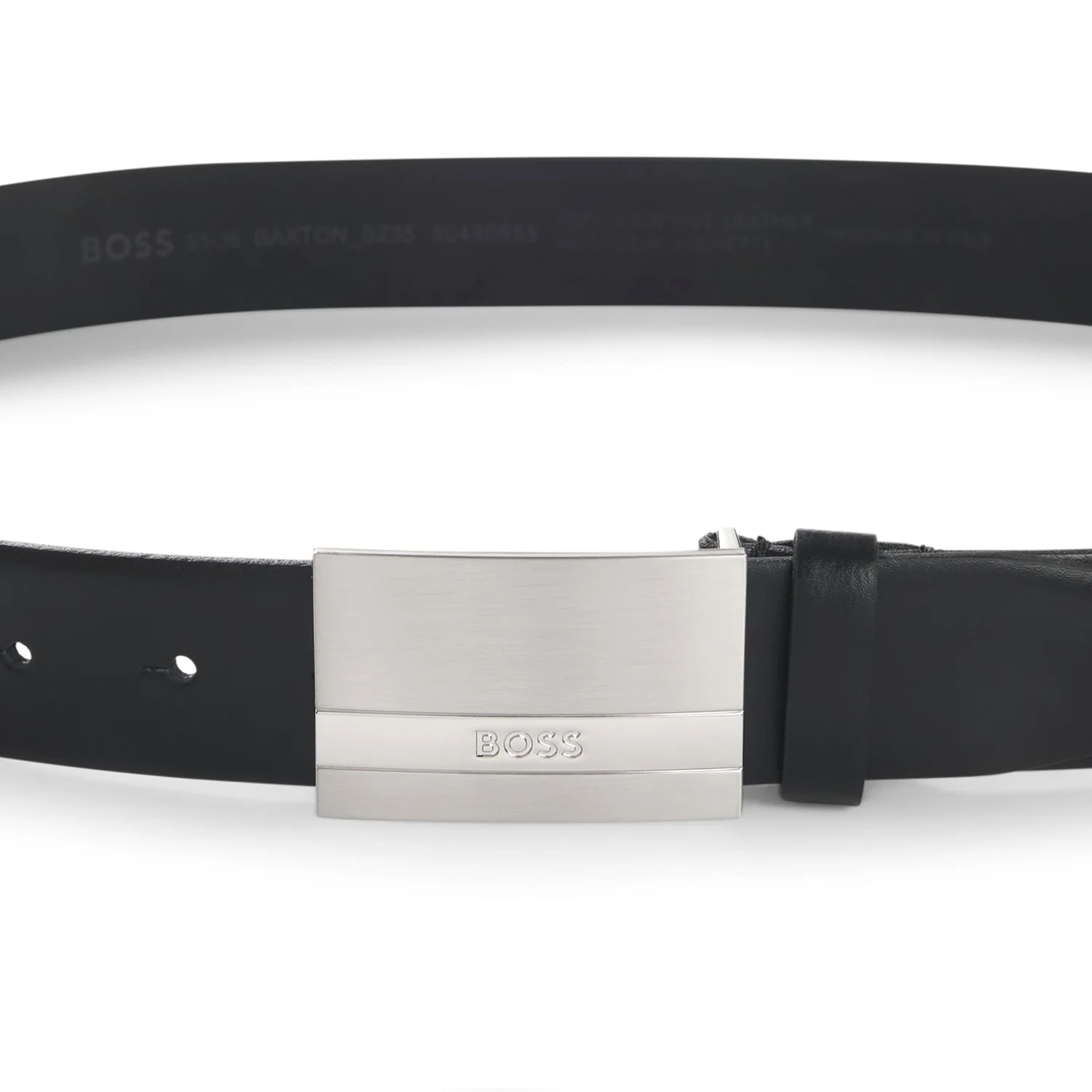 Italian-Leather Belt With Logo-Plaque Buckle - Image 3