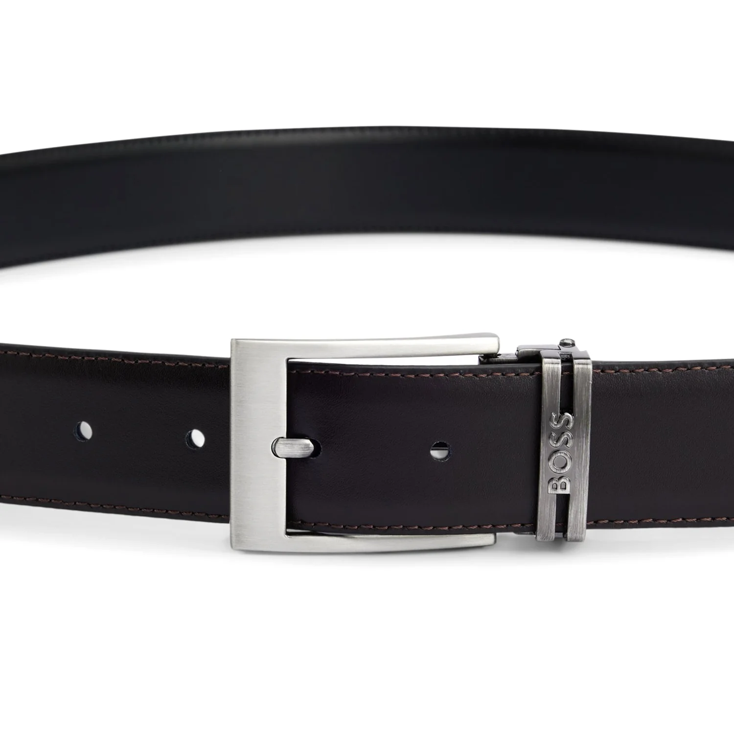 Italian-Leather Reversible Belt With Branded Keeper - Image 3