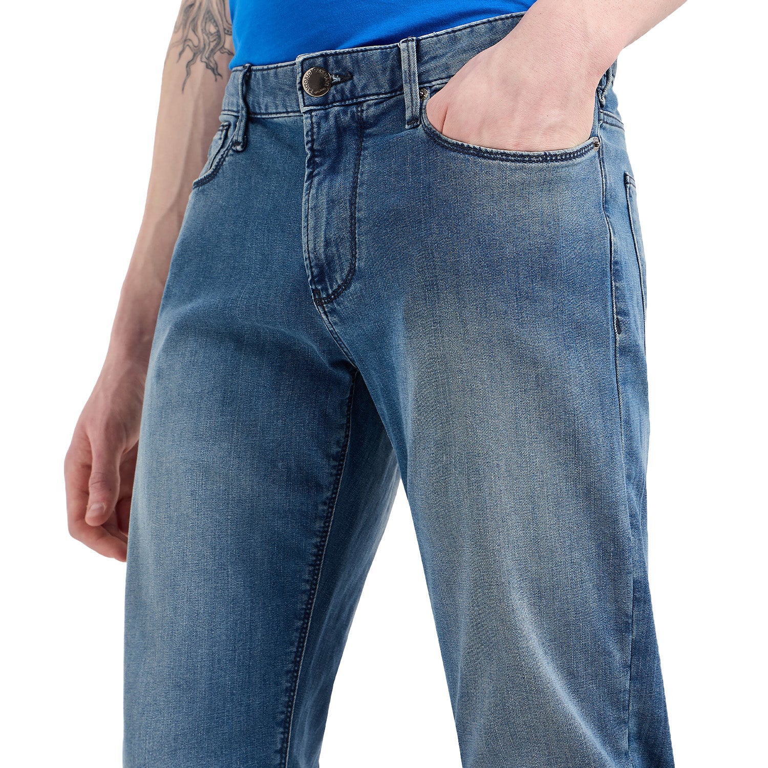 J75 Slim-Fit, Stone-Washed Denim Jeans With Fleece Lining - Image 4