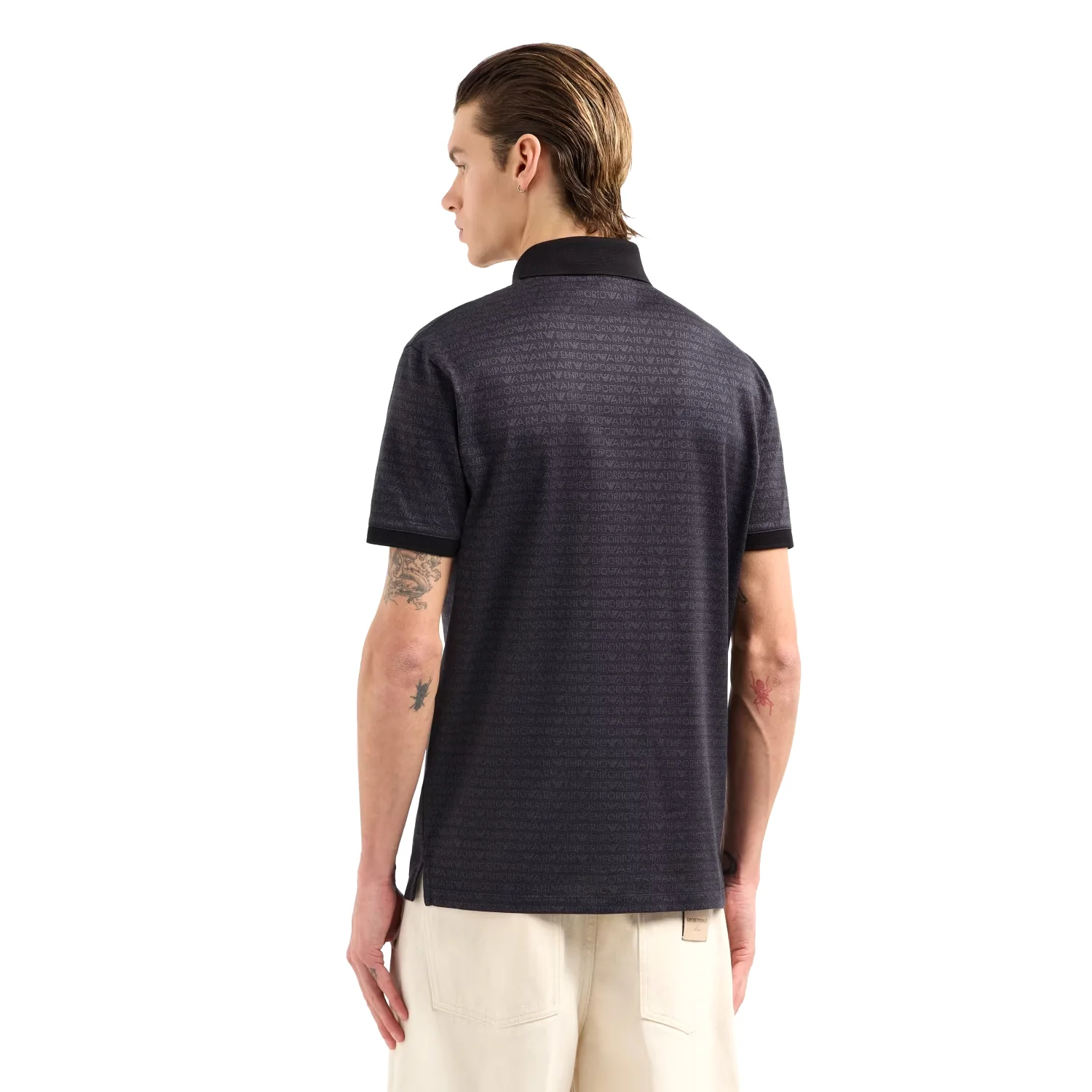 Jersey Polo Shirt With All-Over Jacquard Lettering - Image 5