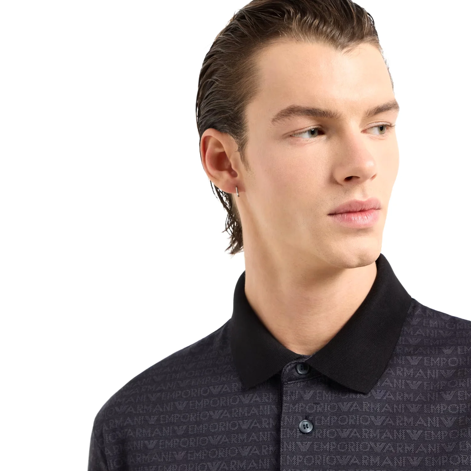 Jersey Polo Shirt With All-Over Jacquard Lettering - Image 6