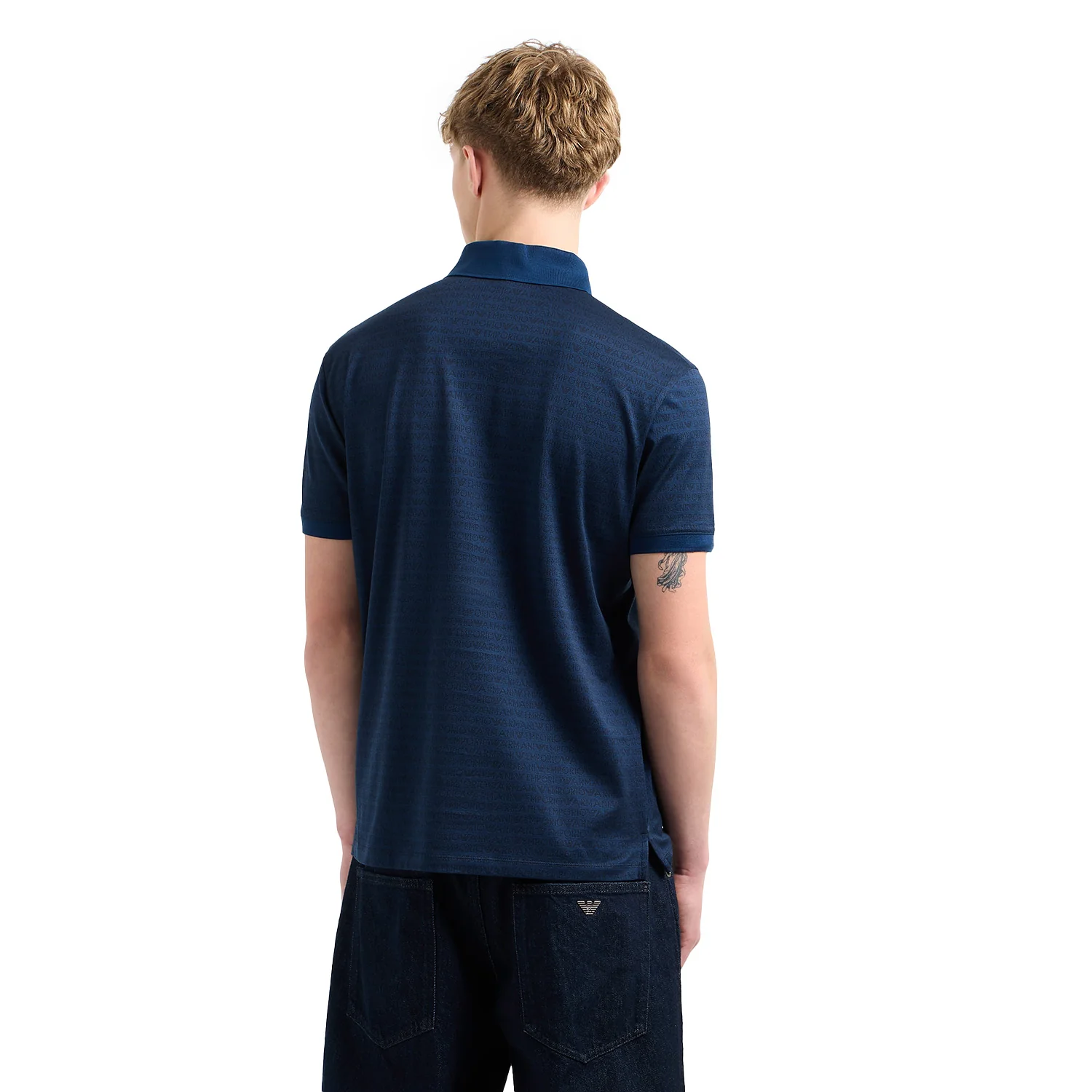 Jersey Polo Shirt With All-Over Jacquard Lettering - Image 9