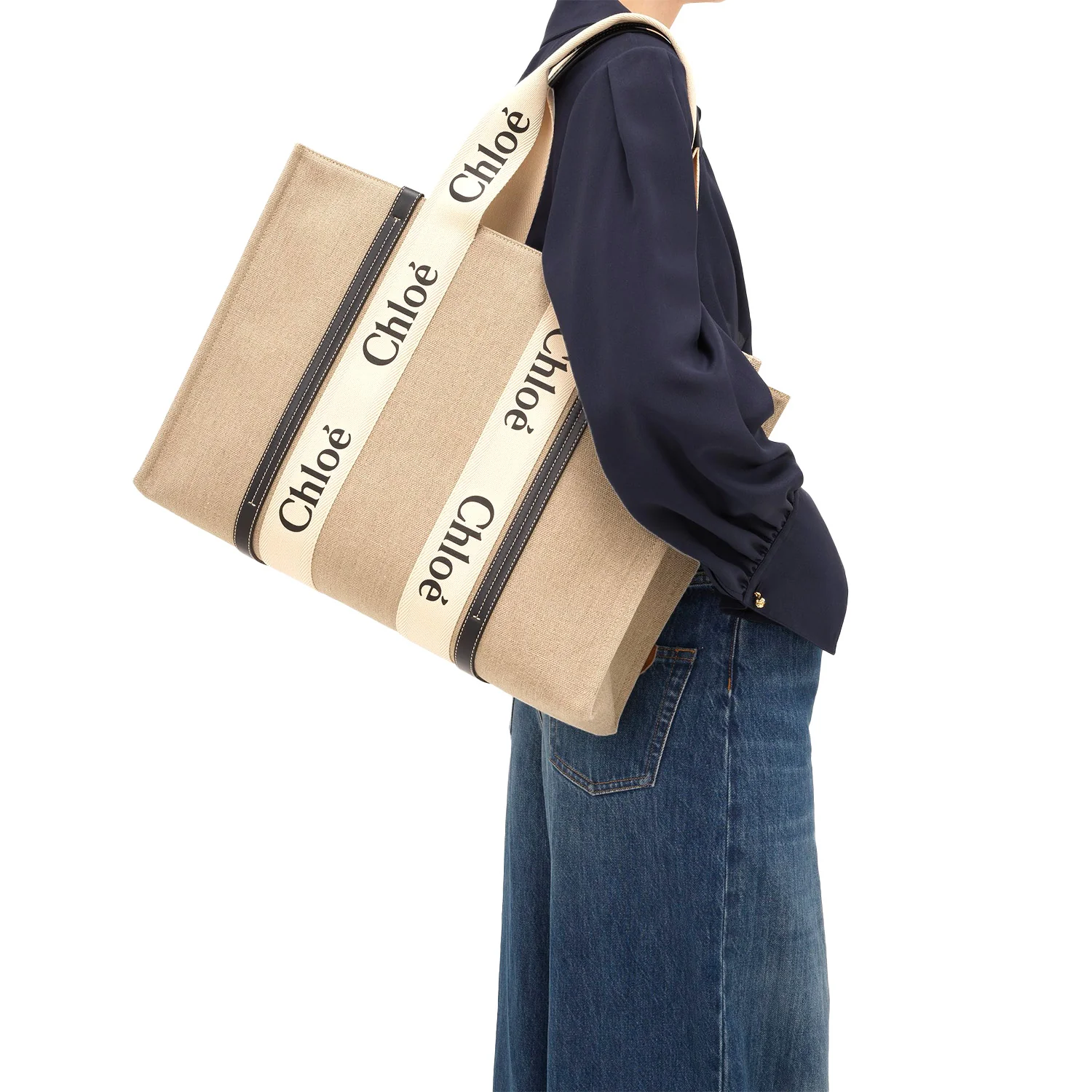 Large Woody Tote Bag In Linen - Image 6