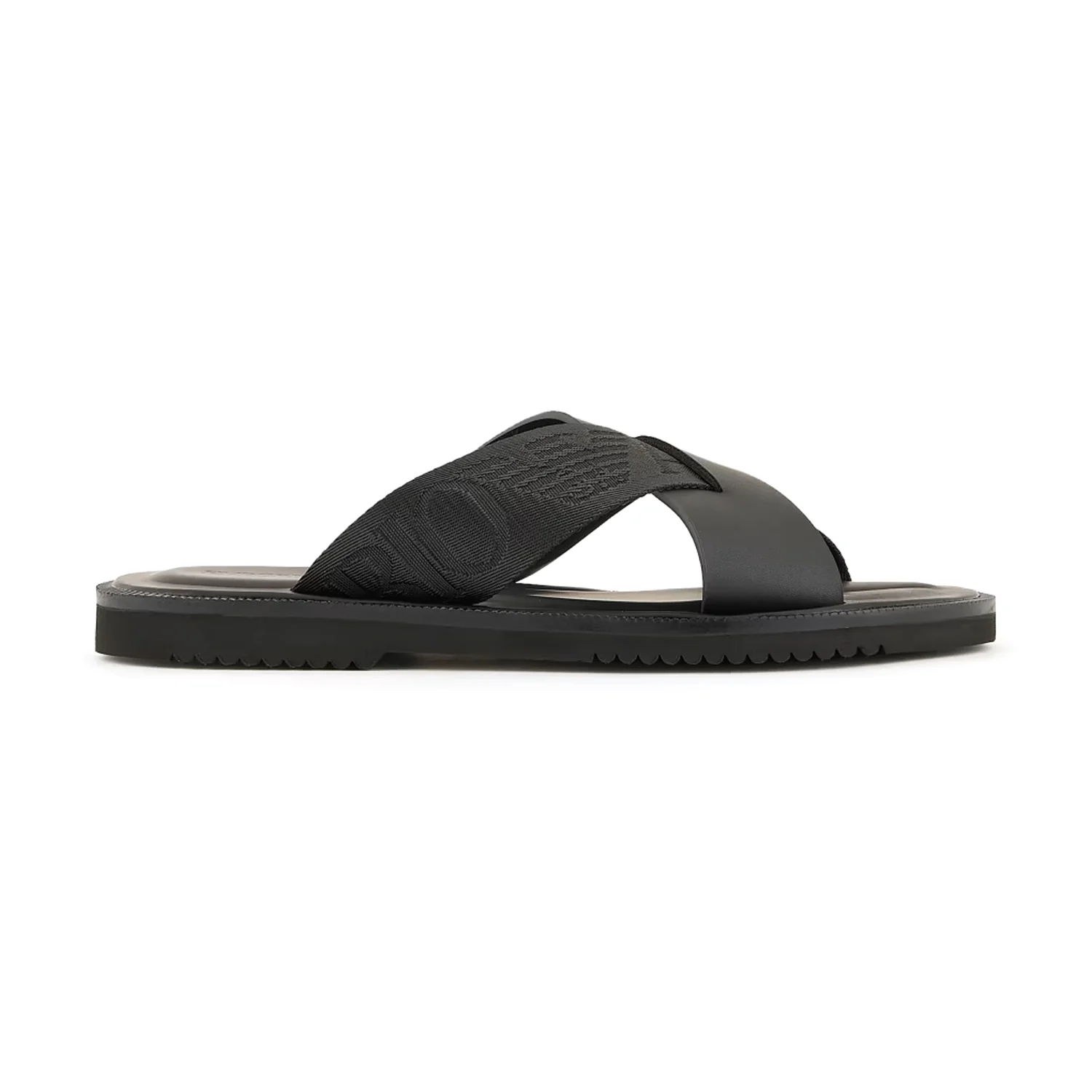 Leather Cross-Over Sandals With Logo Tape