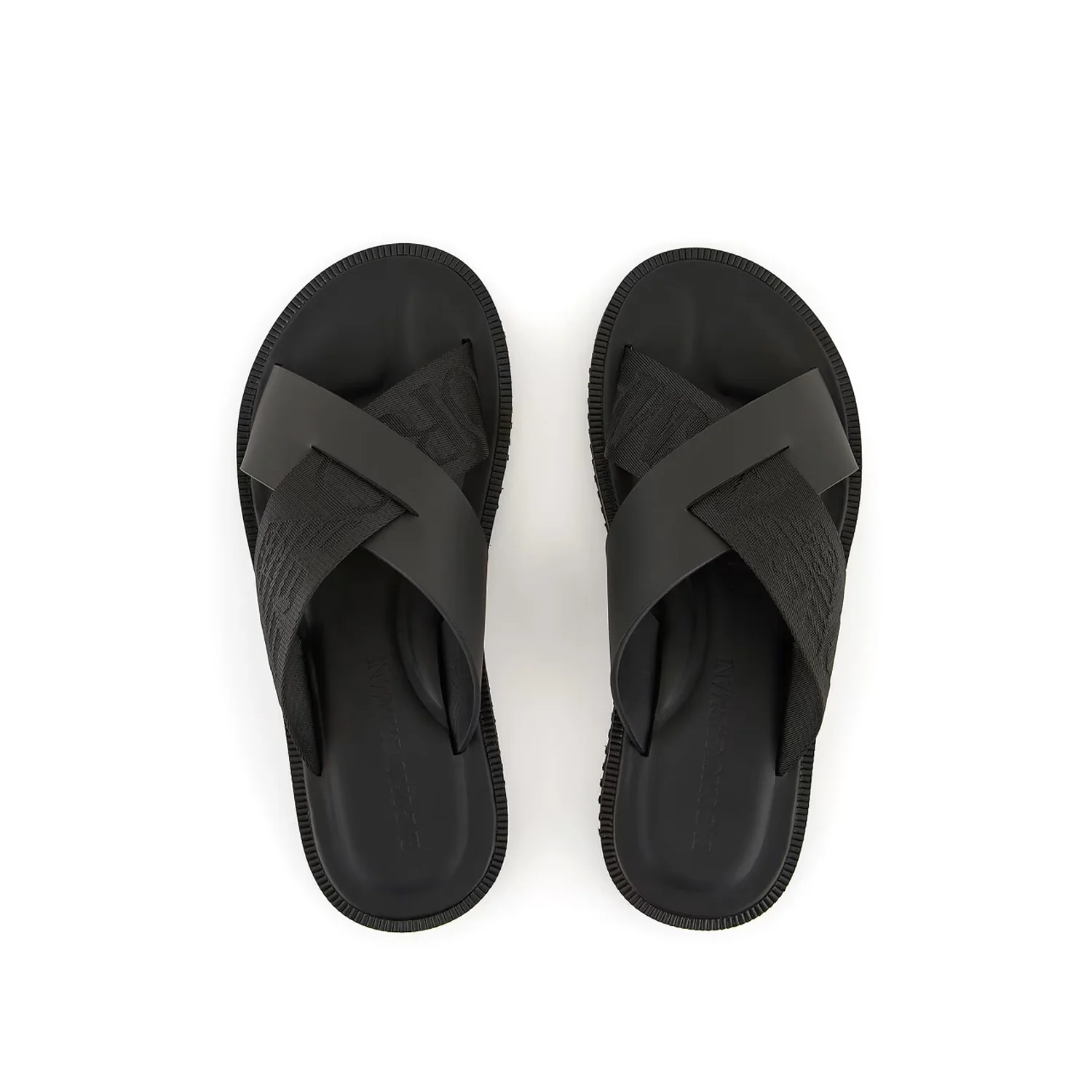 Leather Cross-Over Sandals With Logo Tape - Image 2