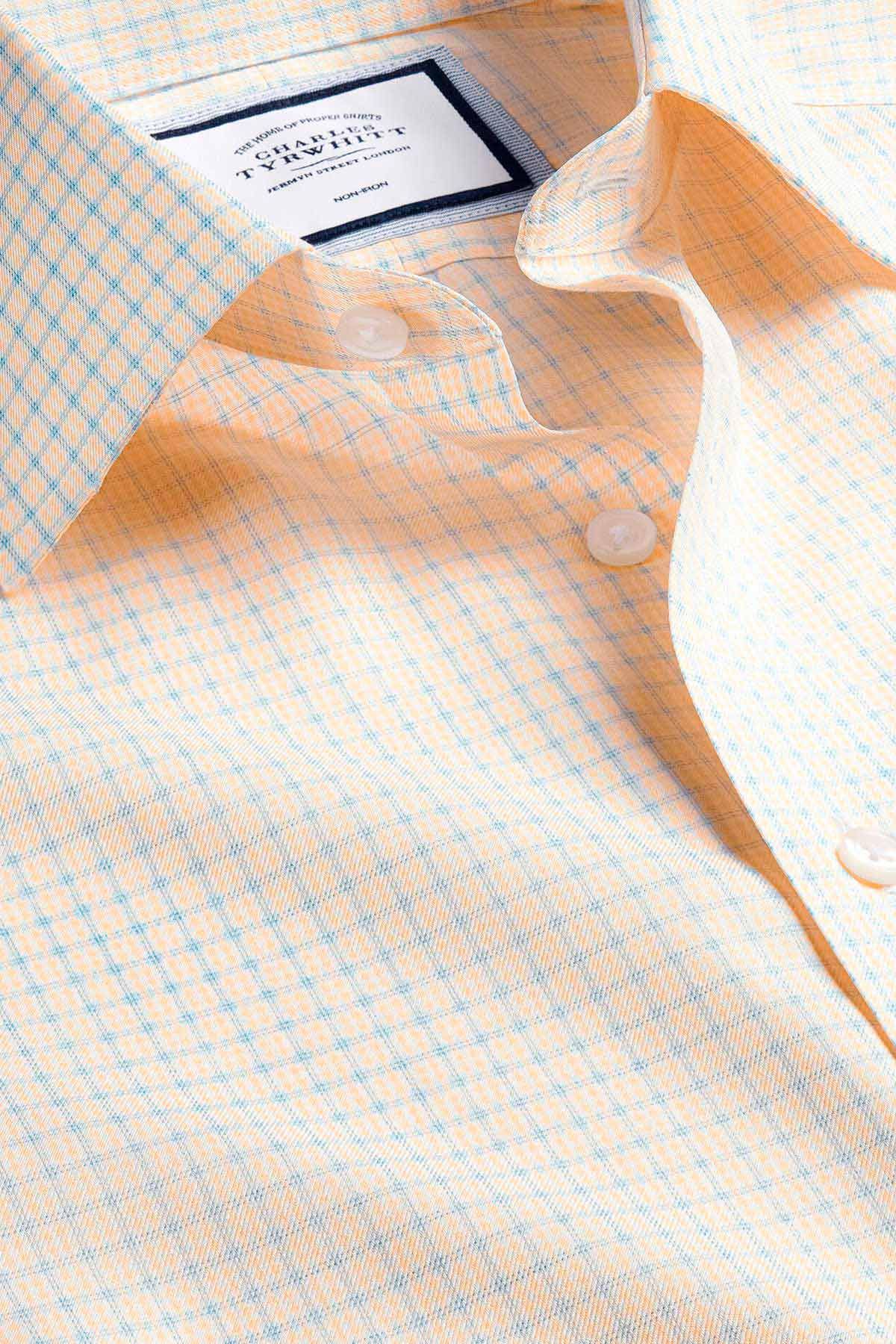 LEMON NON-IRON TWILL DOUBLE CHECK SLIM FIT SHIRT - Image 3