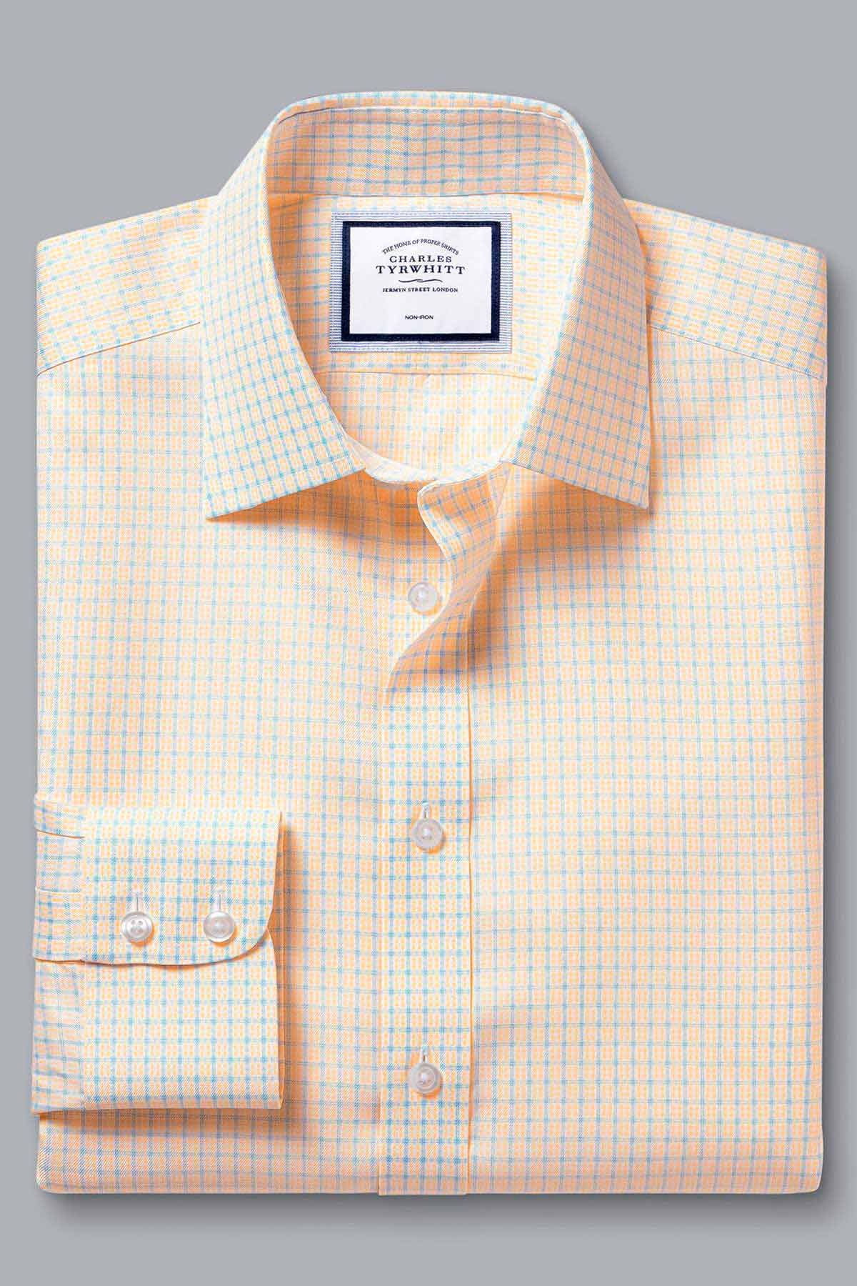 LEMON NON-IRON TWILL DOUBLE CHECK SLIM FIT SHIRT - Image 4