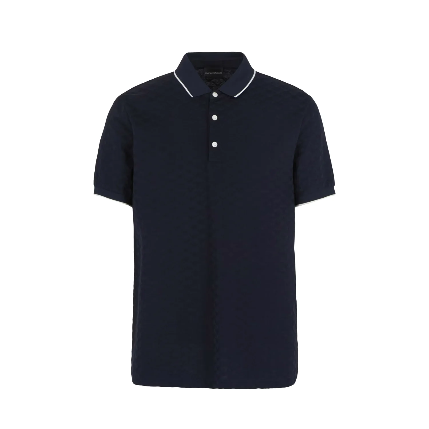 Mercerised Jersey Polo Shirt With All-Over Jacquard Eagle