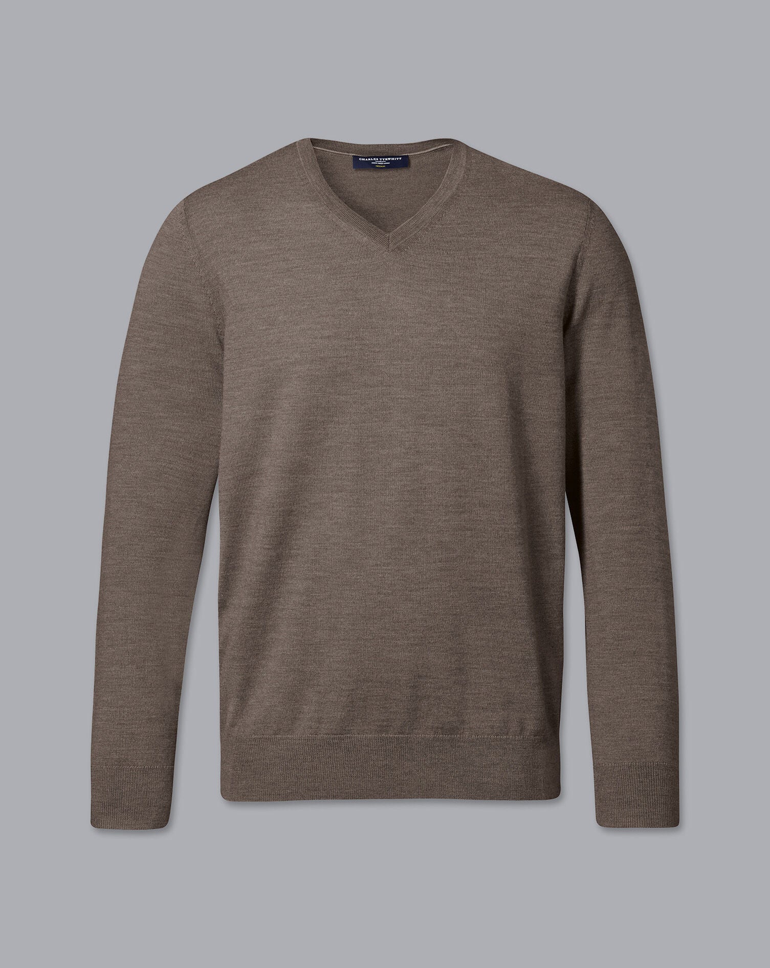 MOCHA PURE MERINO V NECK JUMPER - Image 6