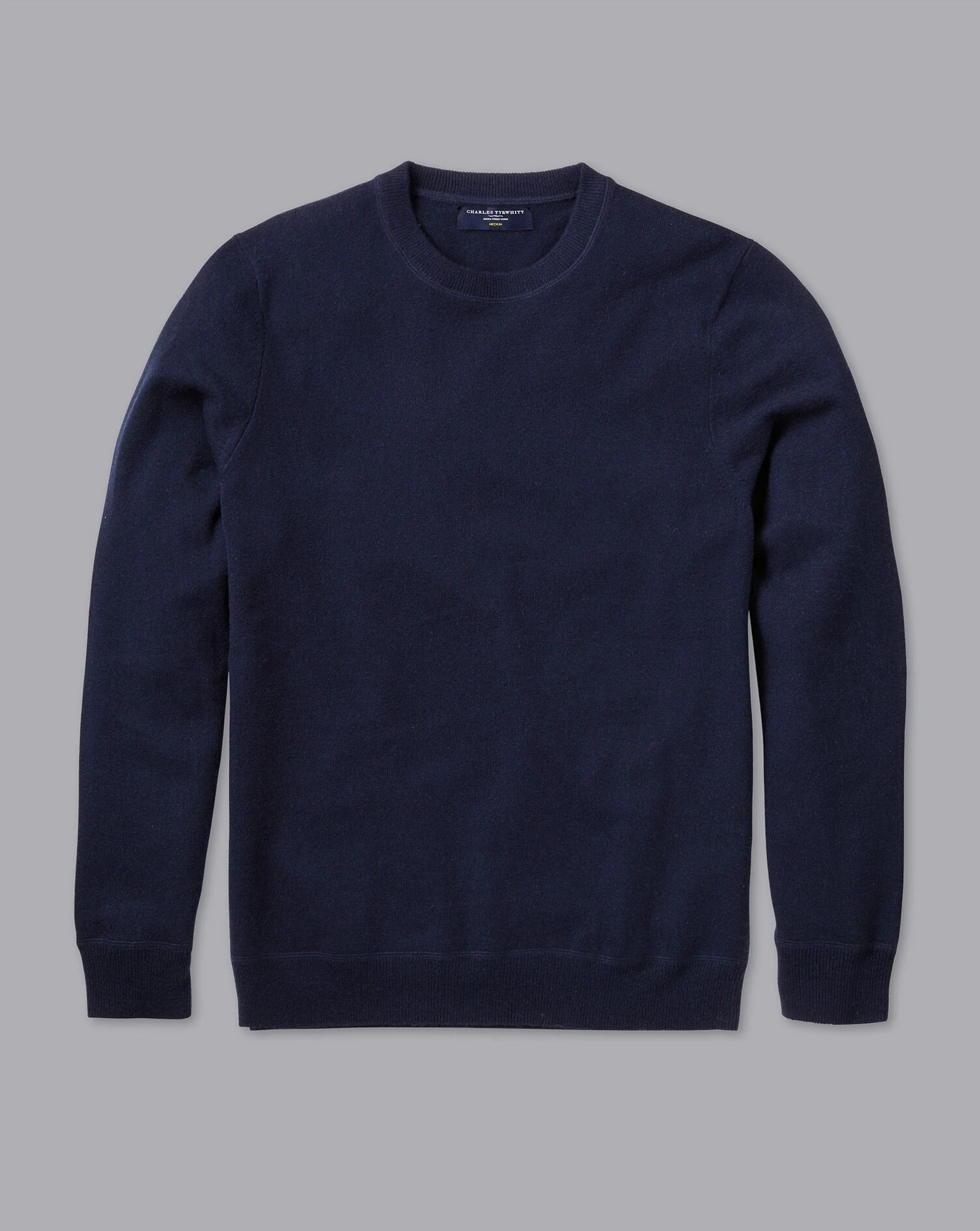 NAVY BLUE MERINO/CASHMERE CREW NECK JUMPER - Image 5