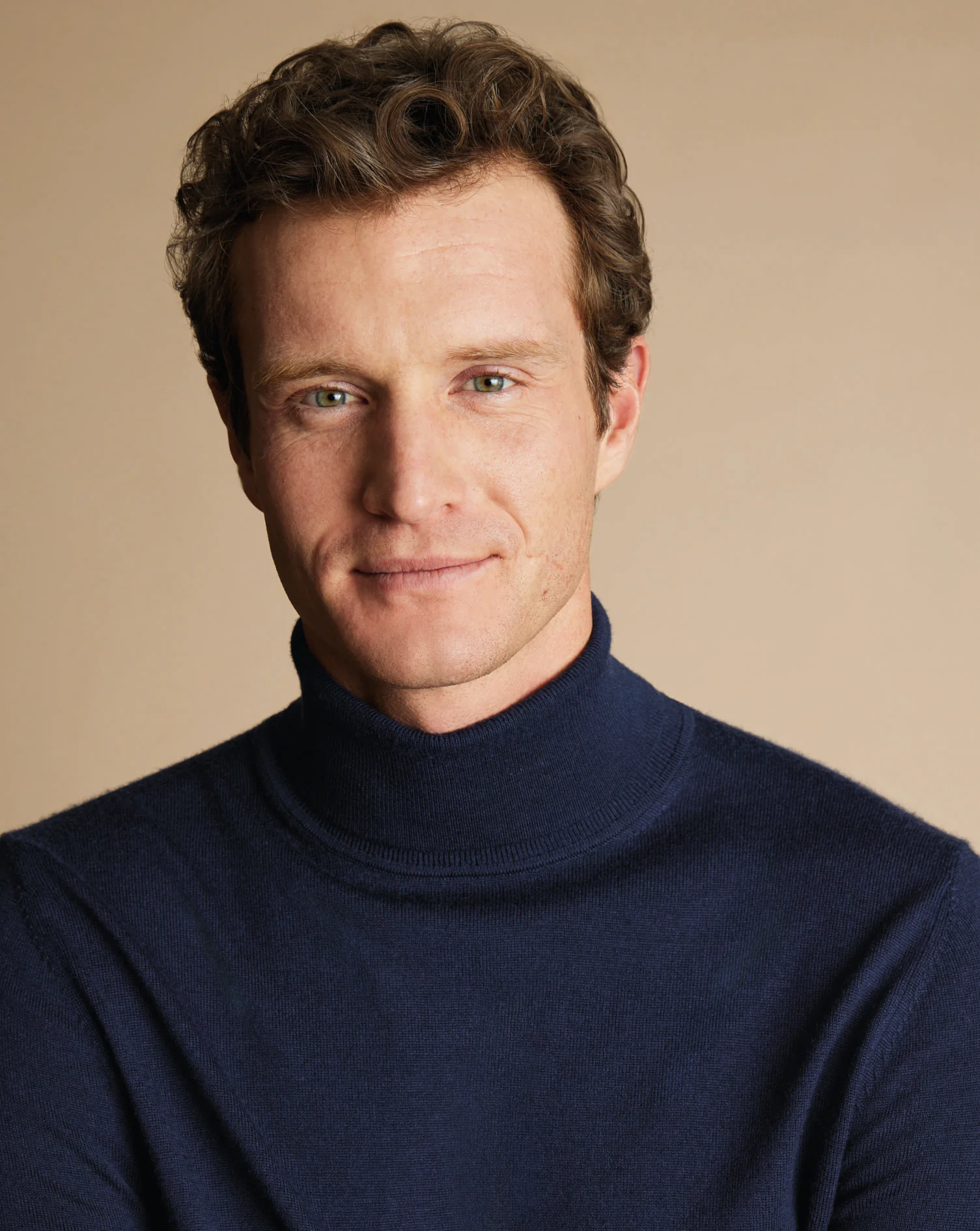 NAVY BLUE PURE MERINO ROLL NECK JUMPER - Image 2