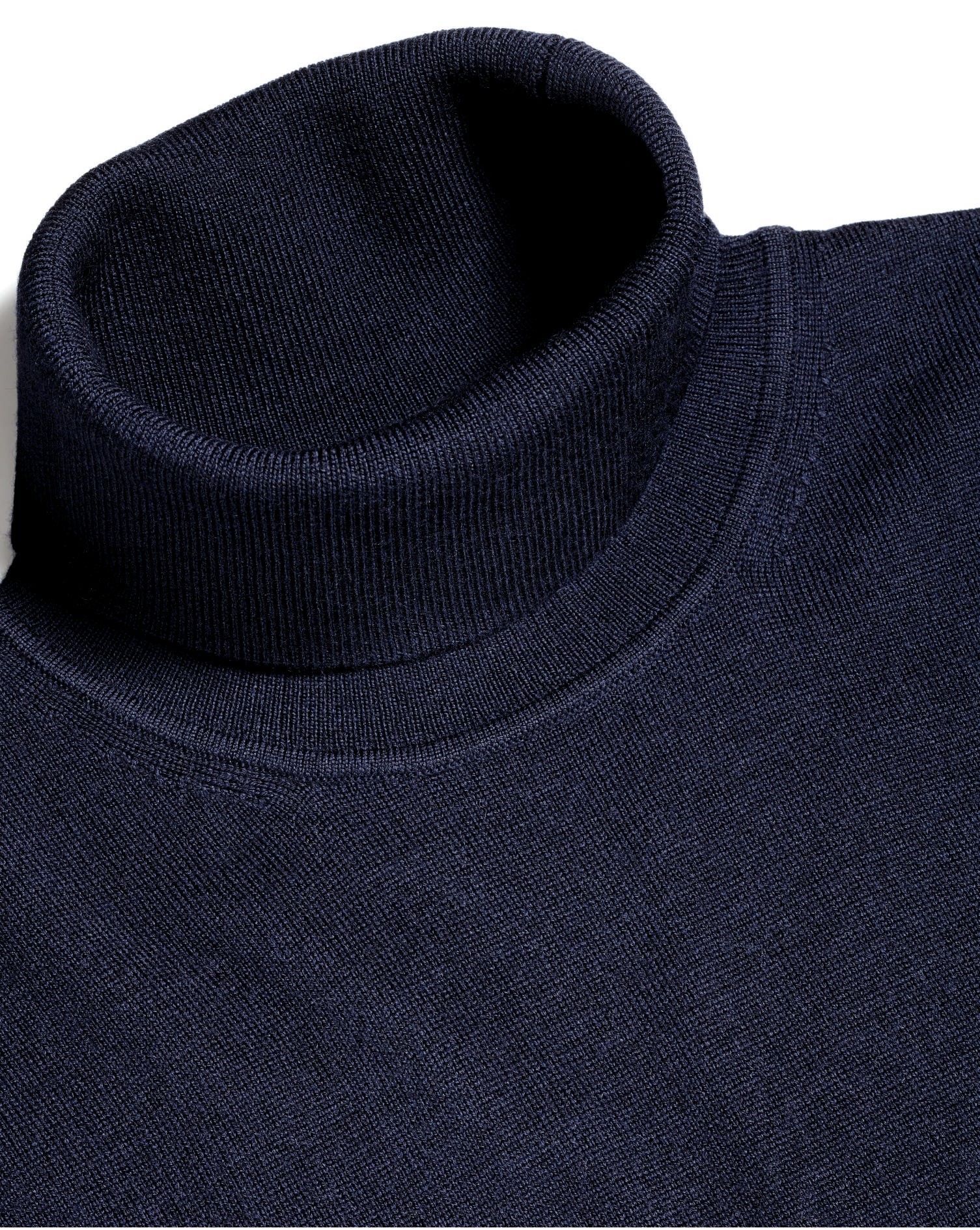 NAVY BLUE PURE MERINO ROLL NECK JUMPER - Image 6