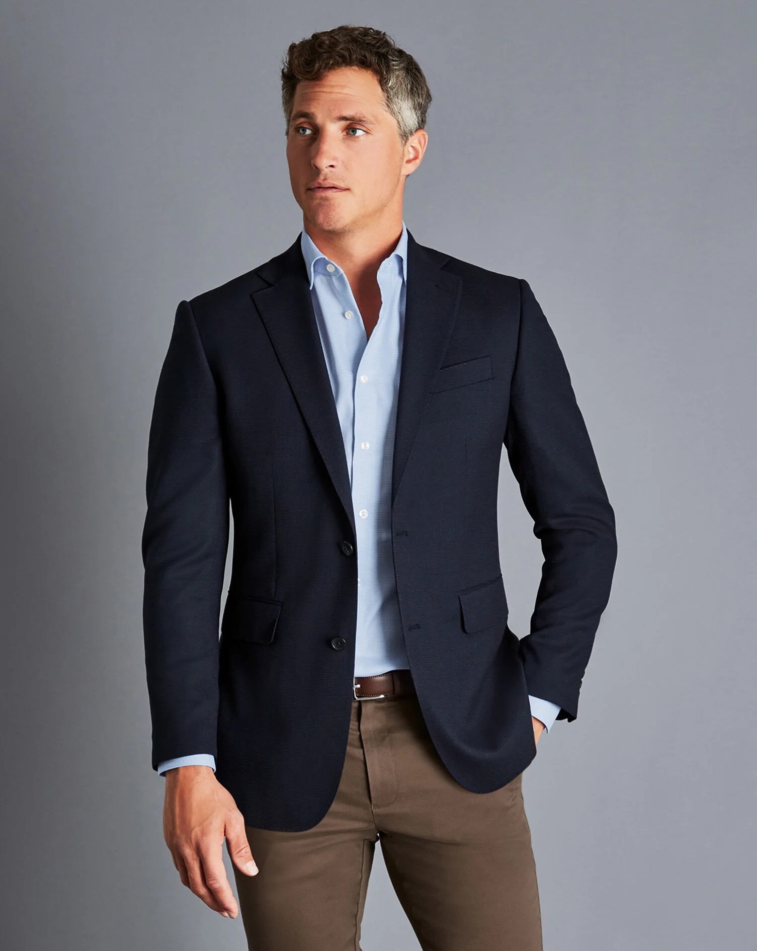 NAVY SLIM FIT PROPER BLAZER - Image 4