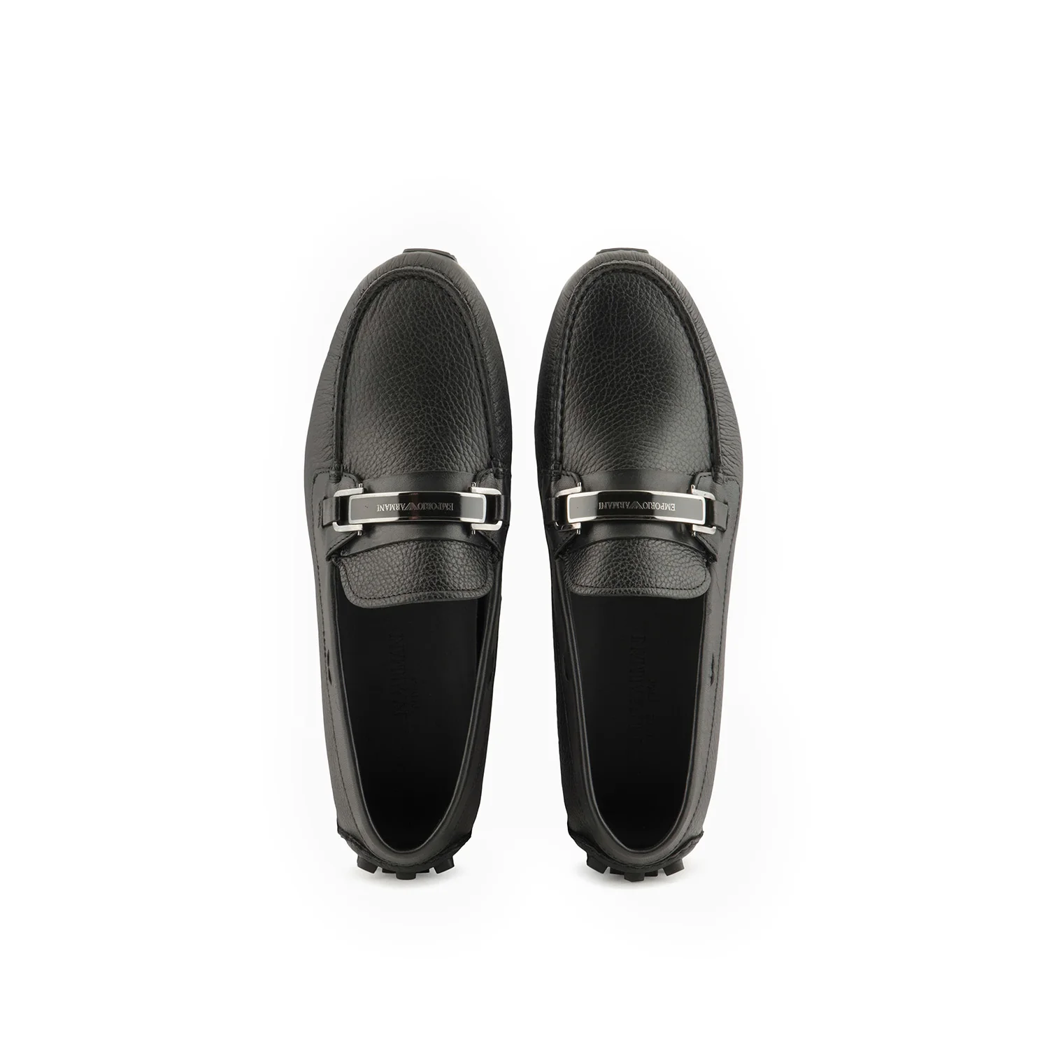 Pebbled Leather Driving Loafers With Stirrup Bar - Image 4