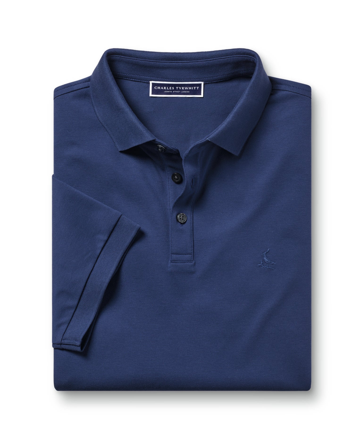 ROYAL BLUE SOLID SHORT SLEEVE COTTON TYRWHITT PIQUE POLO - Image 4