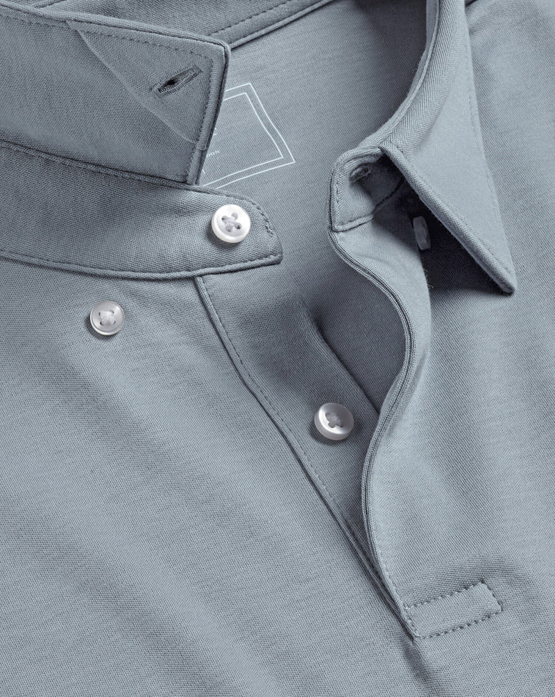 SILVER PLAIN SHORT SLEEVE JERSEY POLO - Image 3