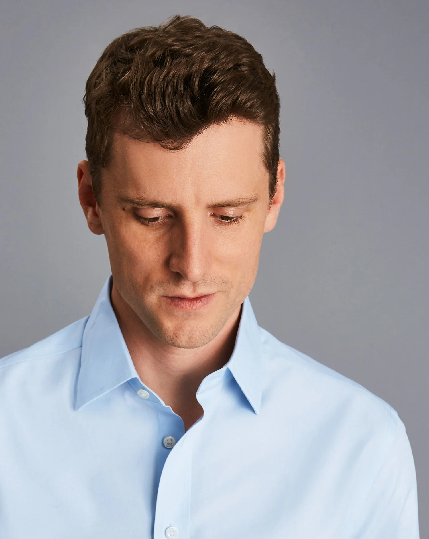 SKY BLUE NON-IRON POPLIN SLIM FIT SHIRT - Image 2