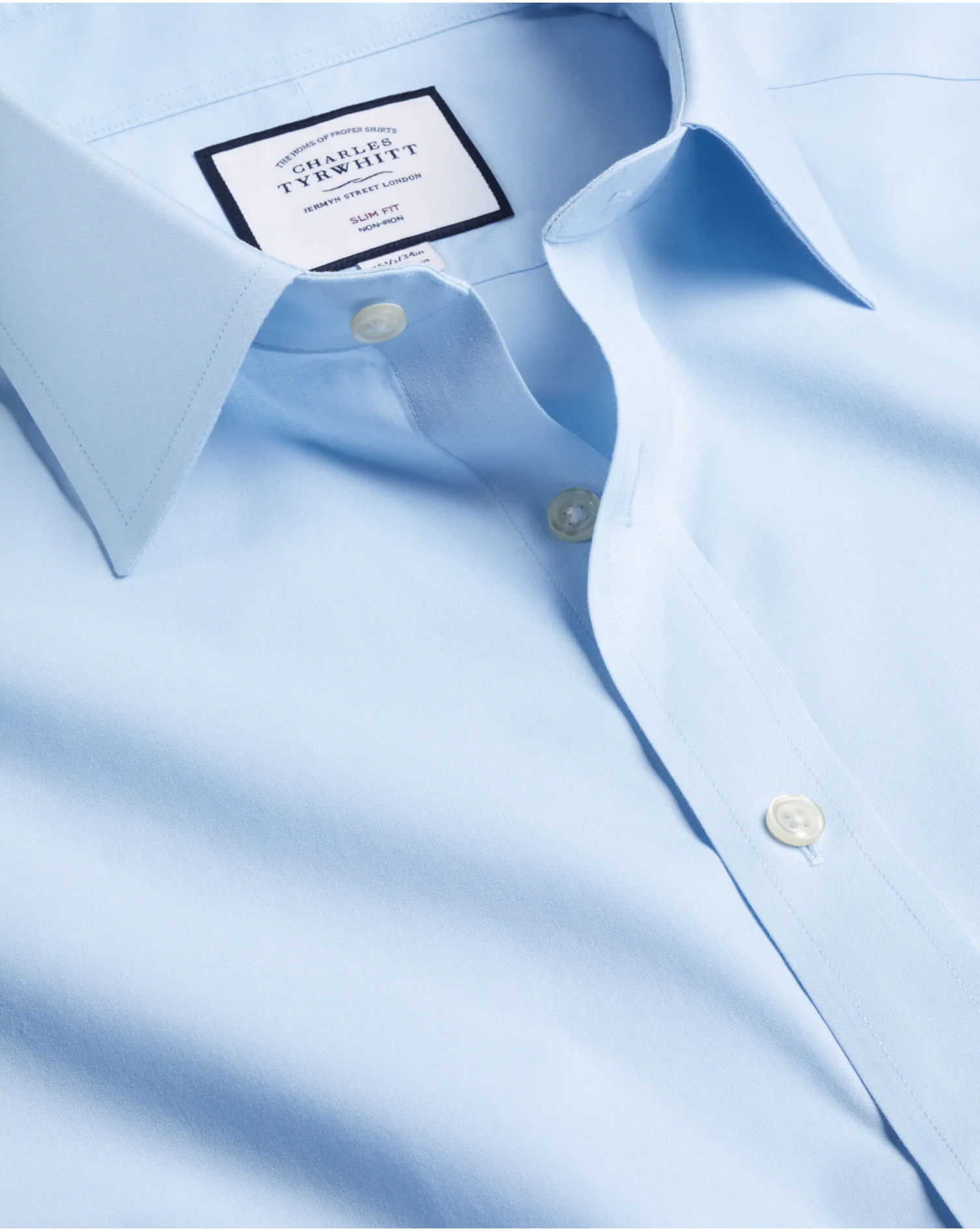 SKY BLUE NON-IRON POPLIN SLIM FIT SHIRT - Image 4
