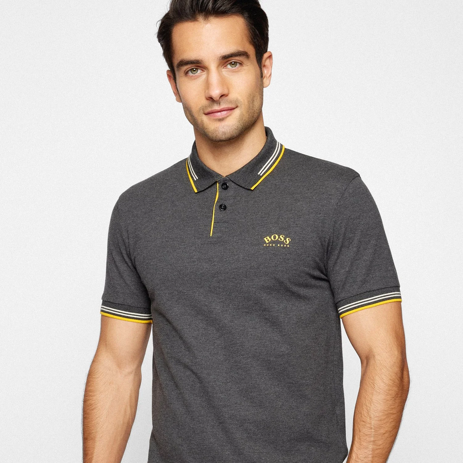 Slim-Fit Polo Shirt In Stretch PiquÃ© With Curved Logo - Image 2