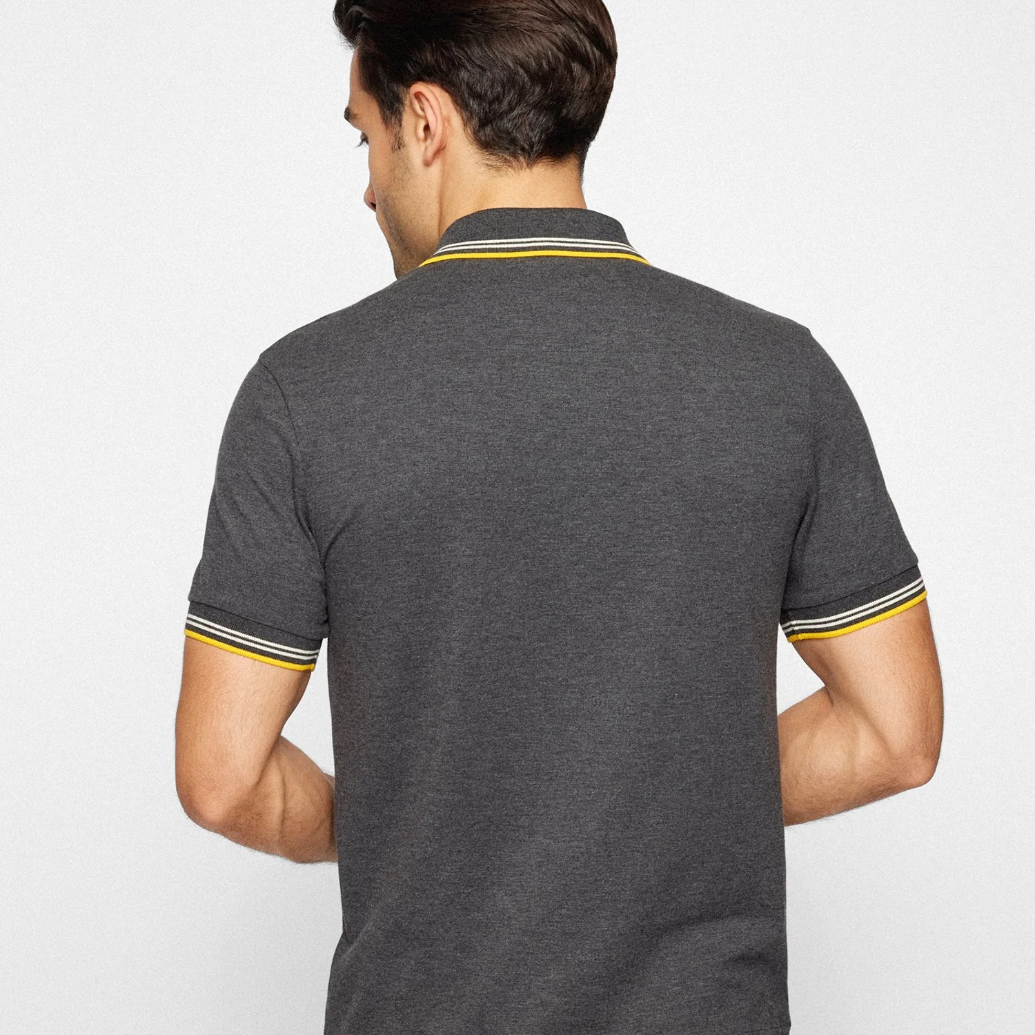 Slim-Fit Polo Shirt In Stretch PiquÃ© With Curved Logo - Image 3