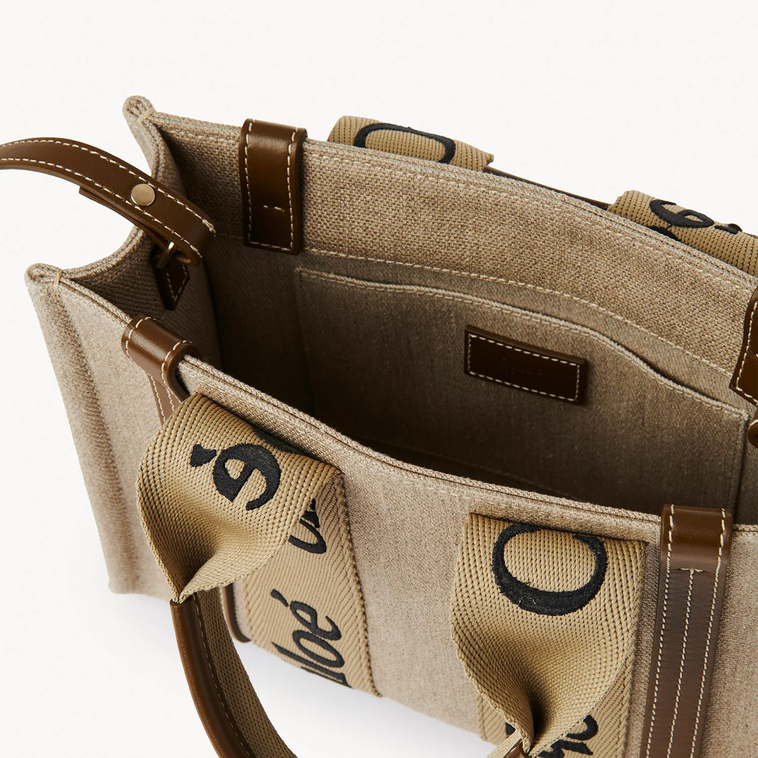Small Woody Tote Bag In Linen - Image 4