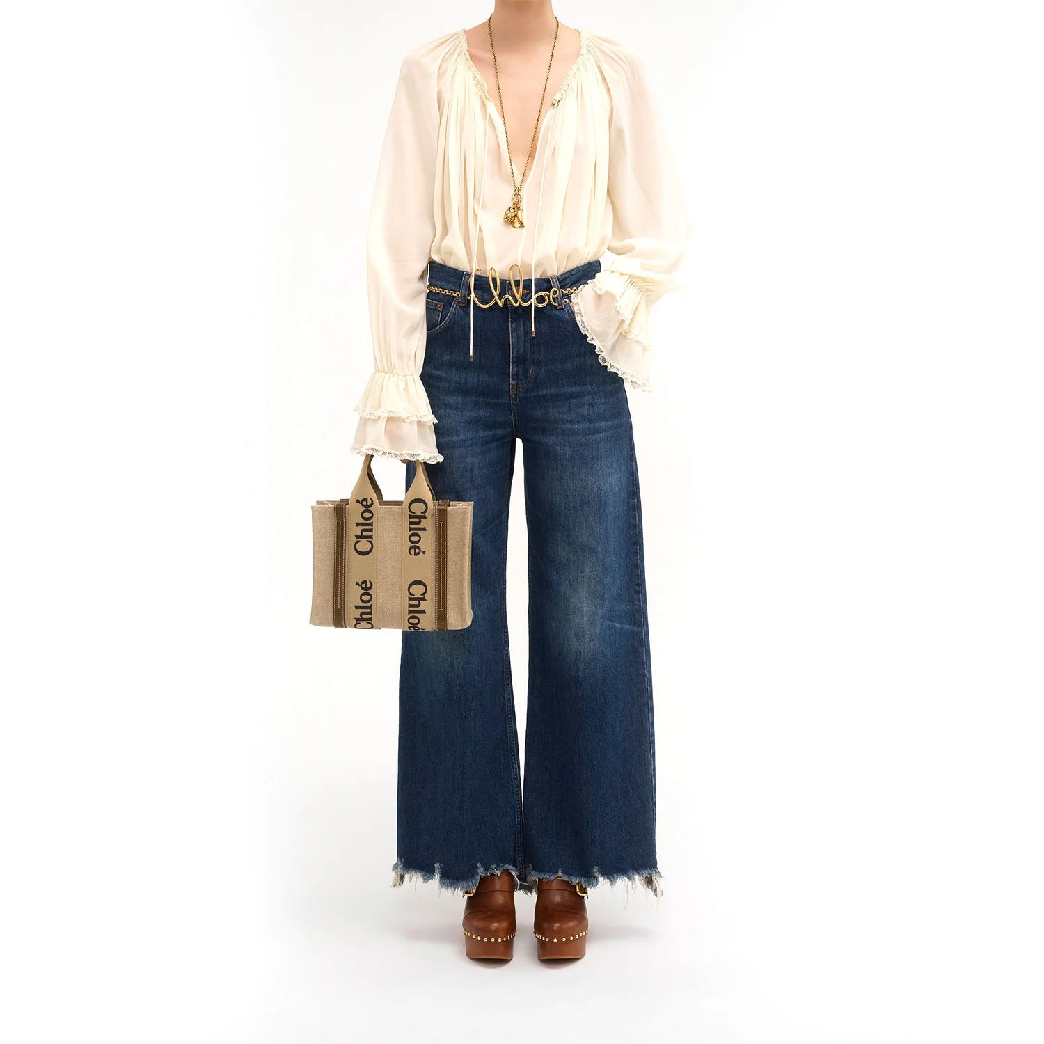 Small Woody Tote Bag In Linen - Image 6