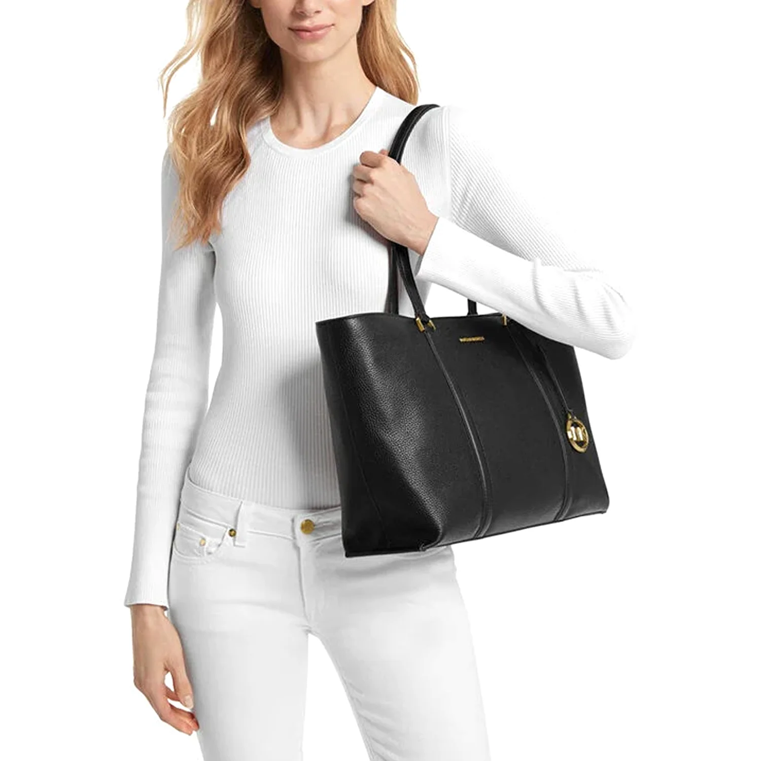 Temple Large Pebbled Leather Tote - Image 3