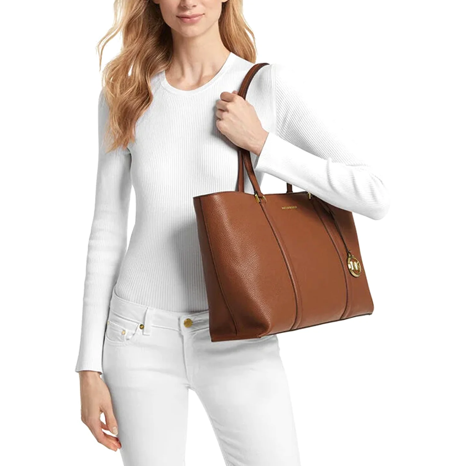 Temple Large Pebbled Leather Tote - Image 6
