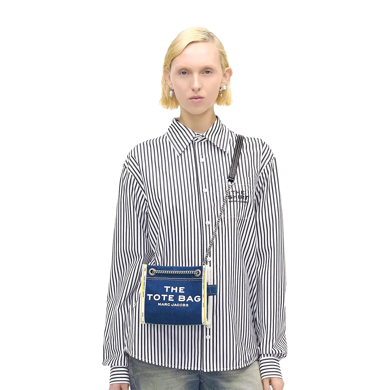 The Denim Chain Crossbody Tote Bag - Image 2