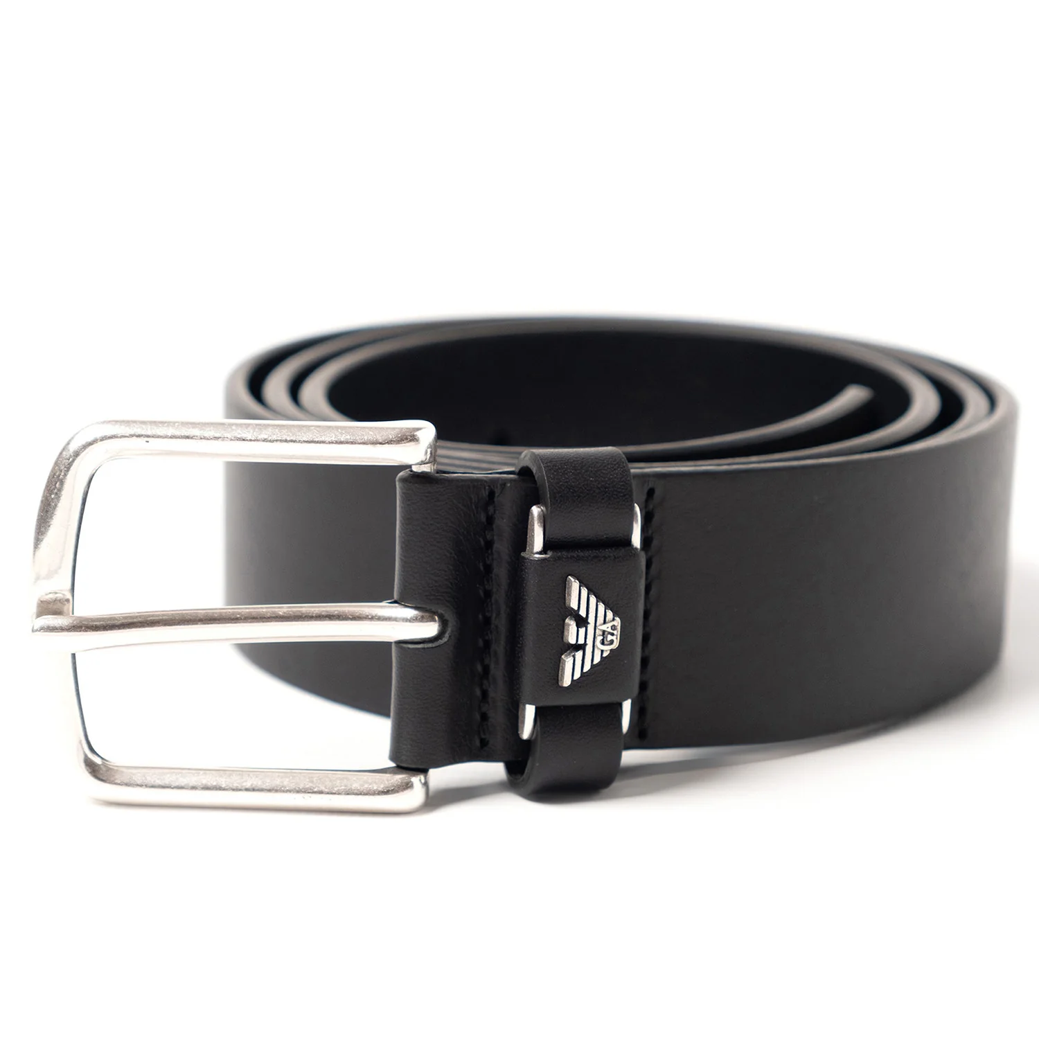 Tumbled-Leather Belt With Oversized Logo Lettering