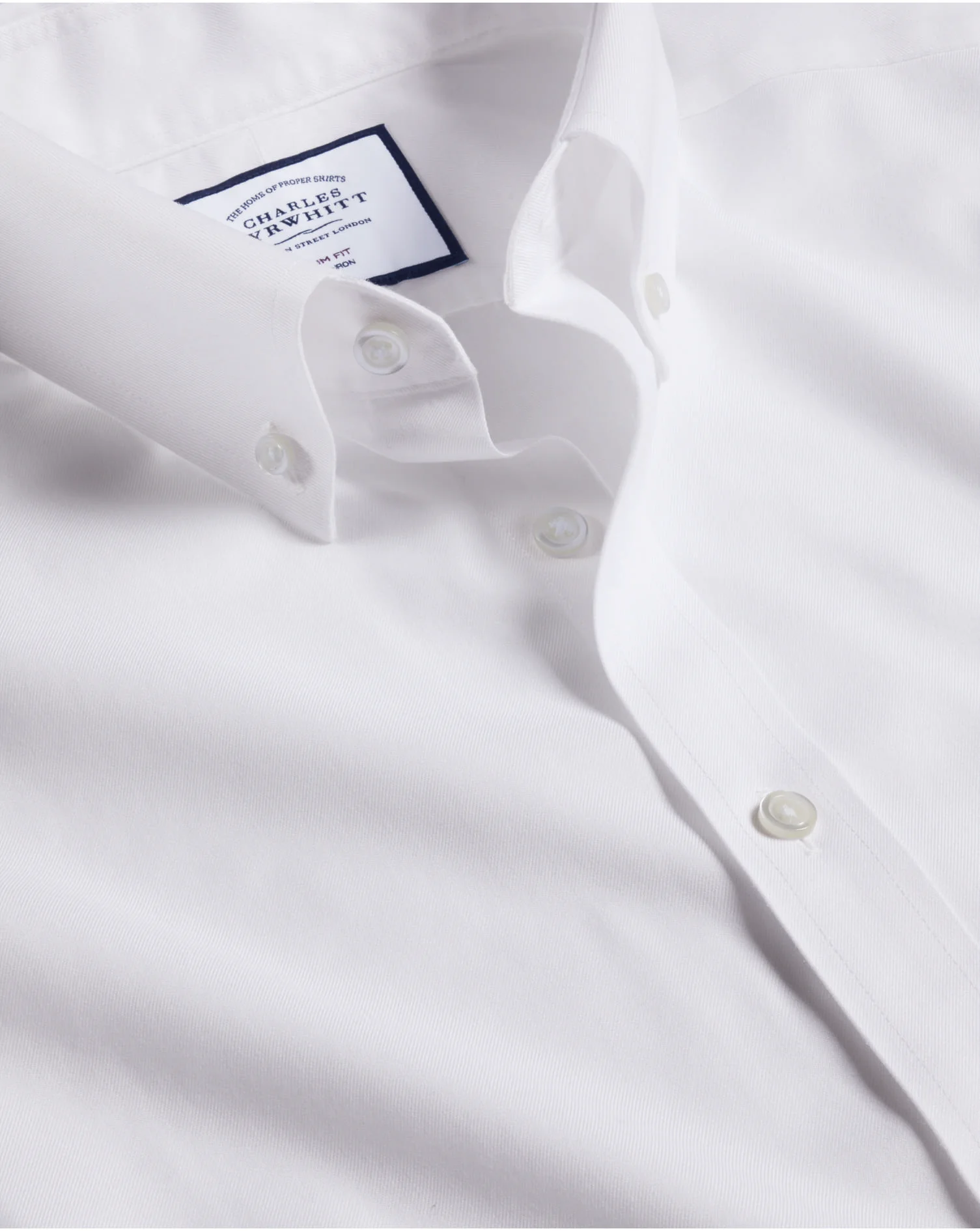 WHITE NON-IRON BUTTON-DOWN TWILL SLIM FIT SHIRT - Image 4