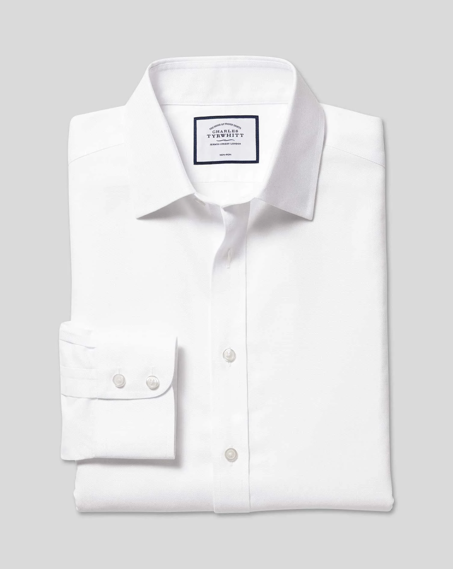 WHITE NON IRON ROYAL OXFORD SLIM FIT SHIRT - Image 5