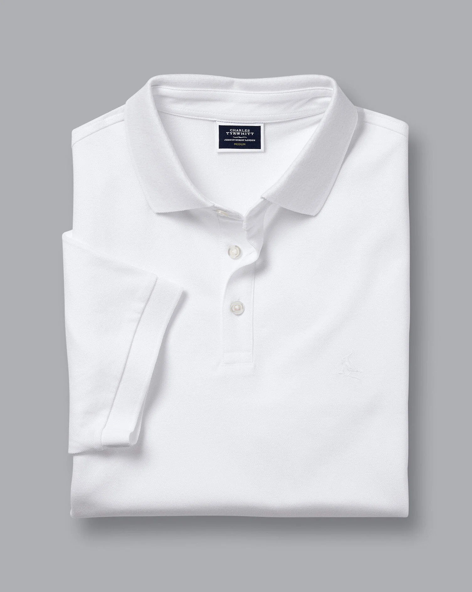 WHITE SOLID SHORT SLEEVE COTTON PIQUE POLO - Image 5