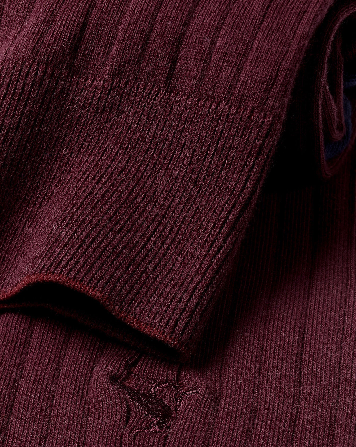 WINE COTTON RIB SOCKS - Image 2