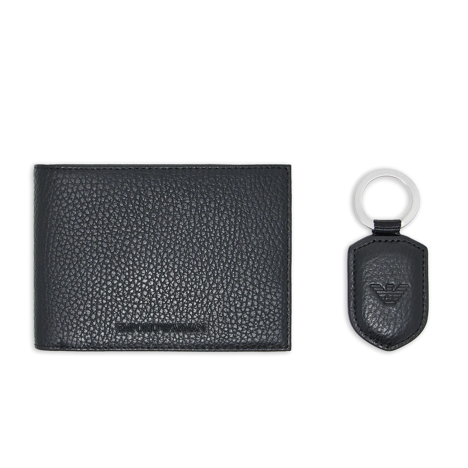 Ea Gift Box With Wallet And Keyring In Tumbled Leather