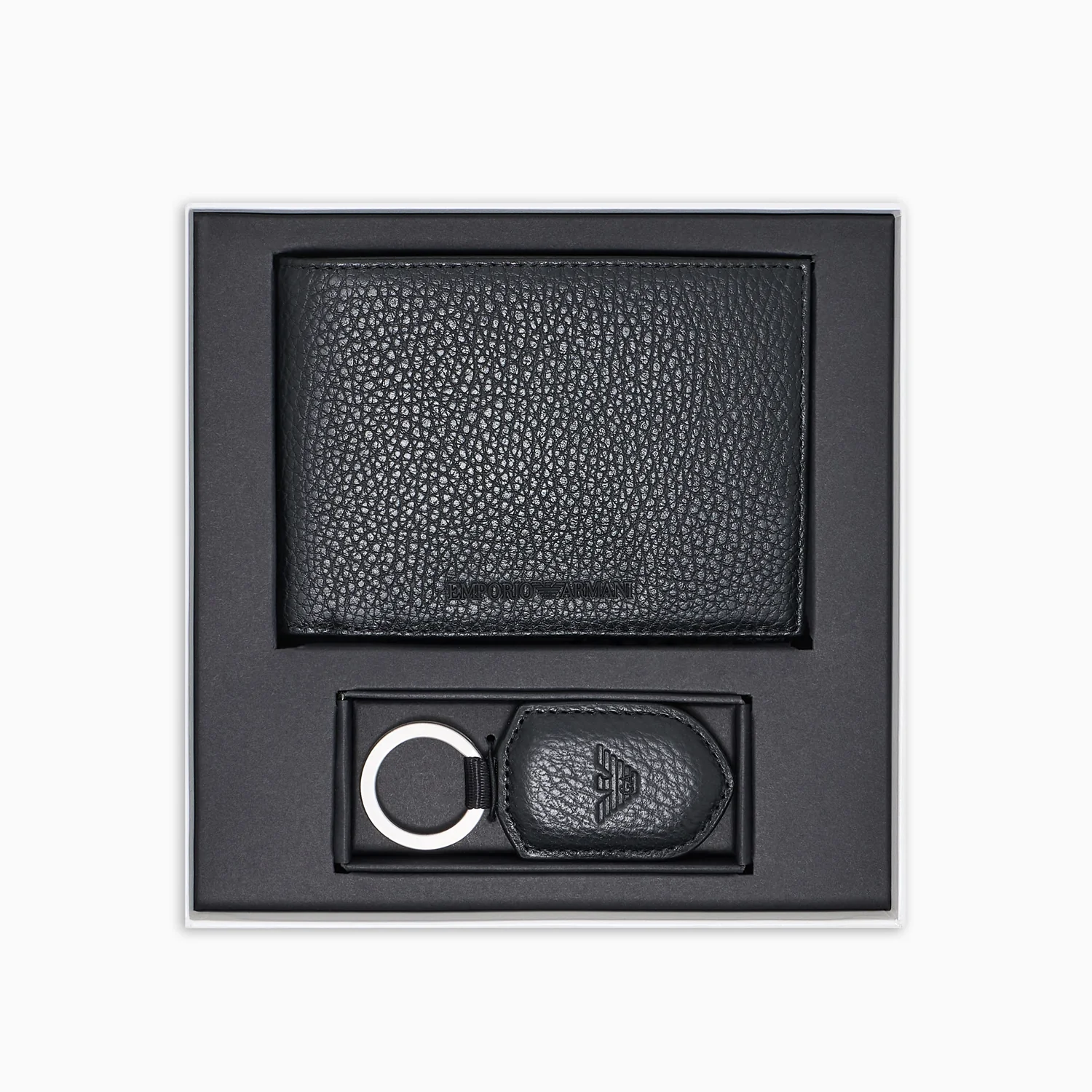 Ea Gift Box With Wallet And Keyring In Tumbled Leather - Image 3