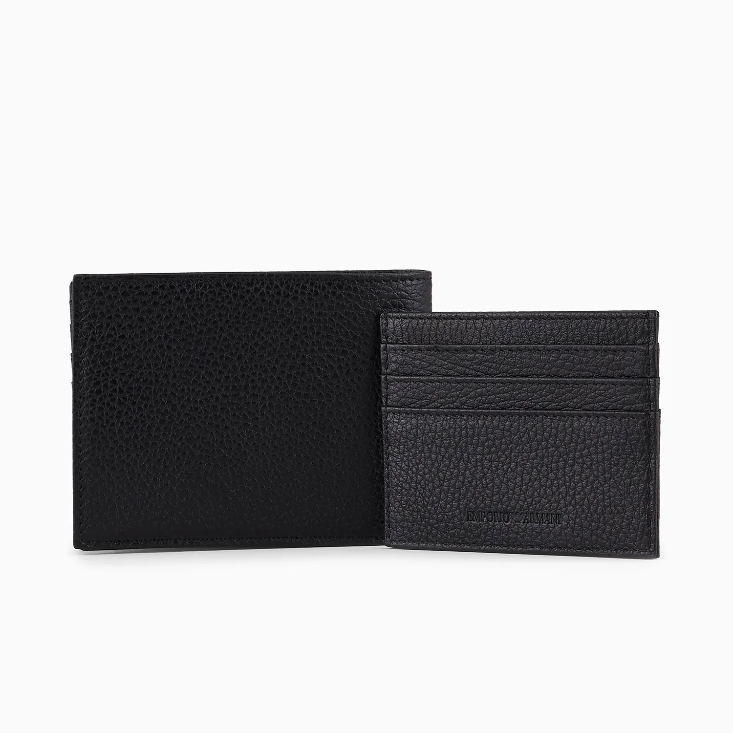 Ea Gift Box With Wallet And Card Holder In Tumbled Leather