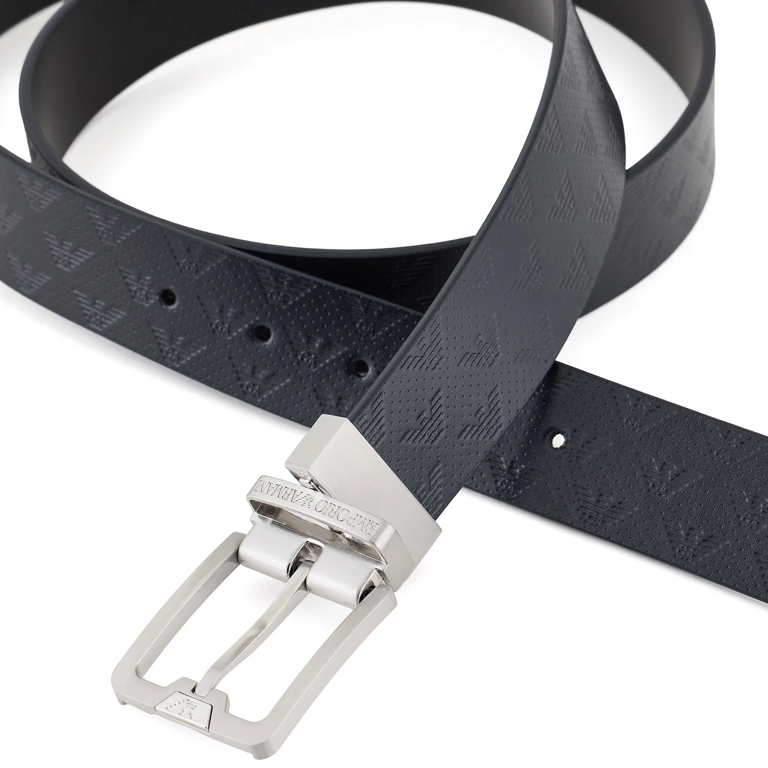 Leather Belt With All-Over Embossed Eagle - Image 2