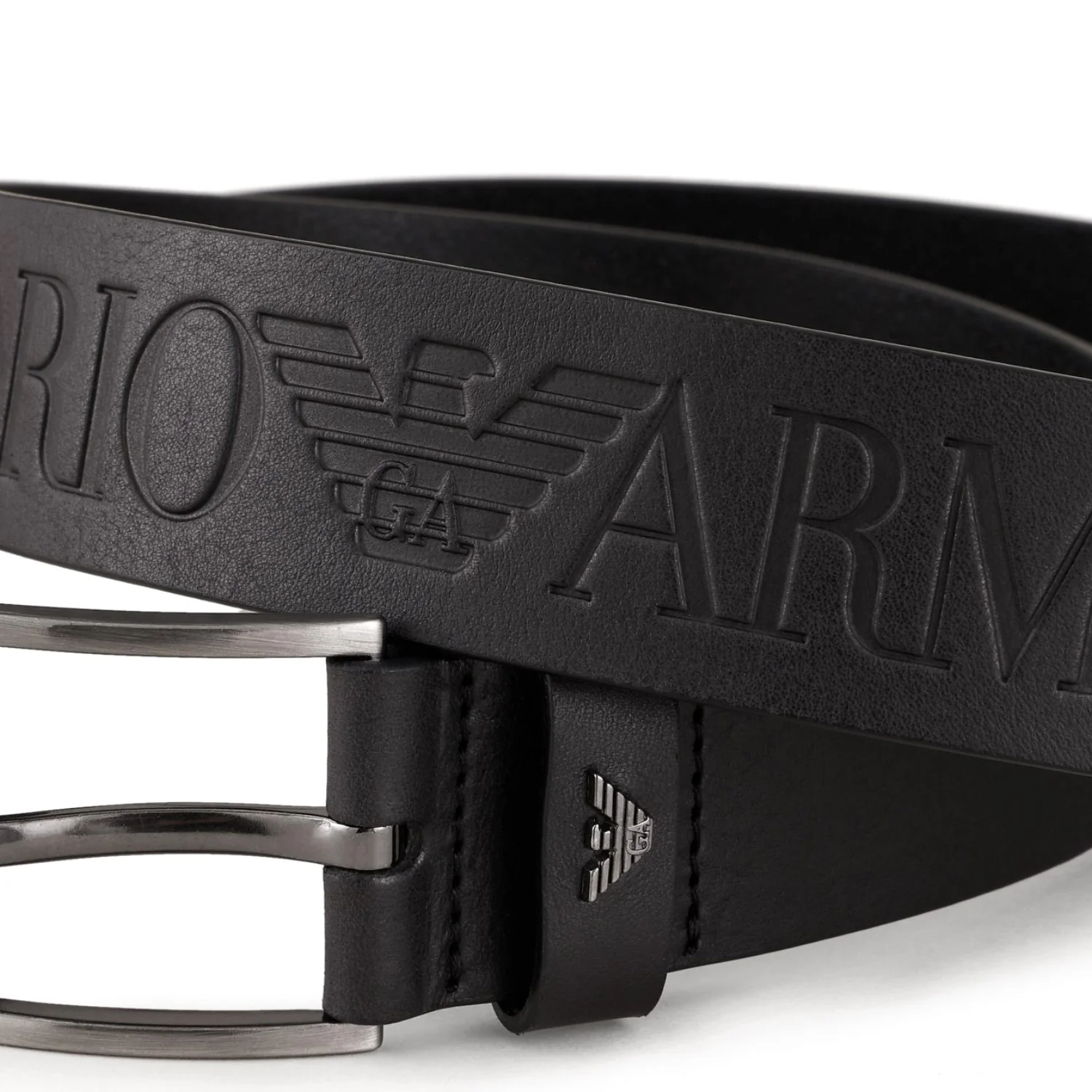 Tumbled-Leather Belt With Oversized Logo Lettering - Image 2